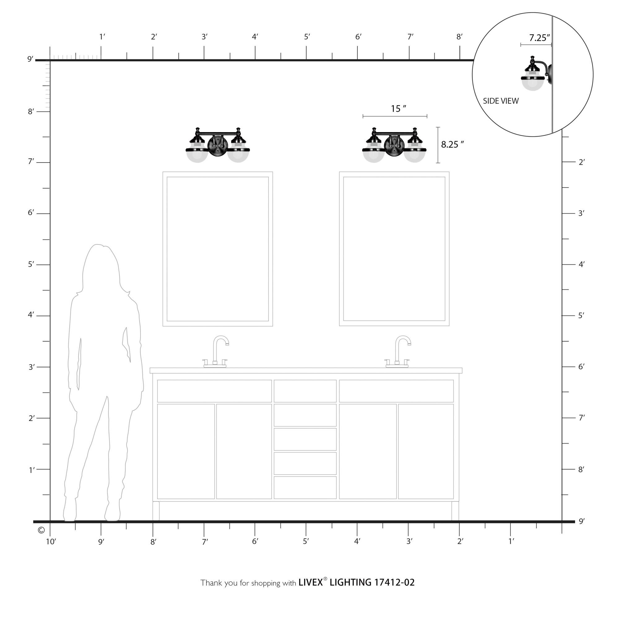 Oldwick 15 Inch 2 Light Bath Vanity Light by Livex Lighting