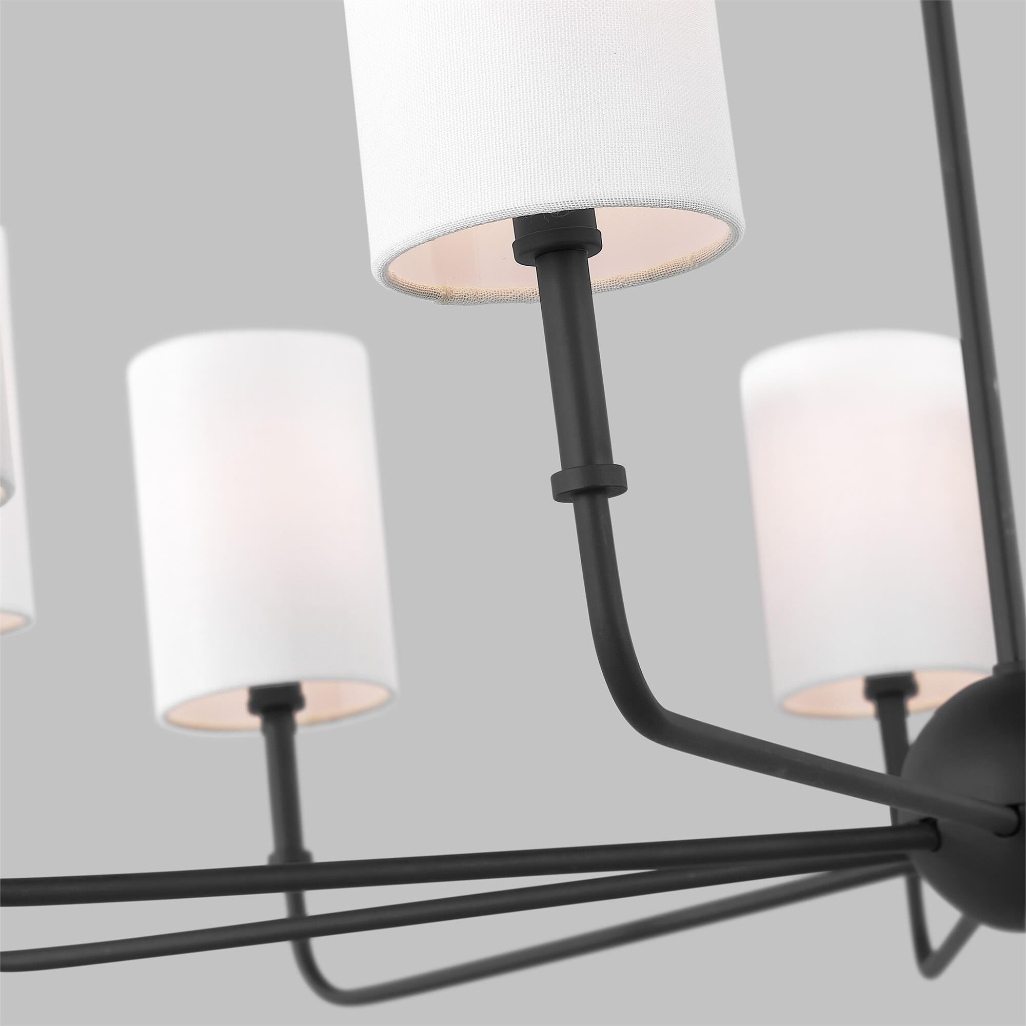 Shown in Midnight Black finish and White Linen glass and White Linen Fabric s shade