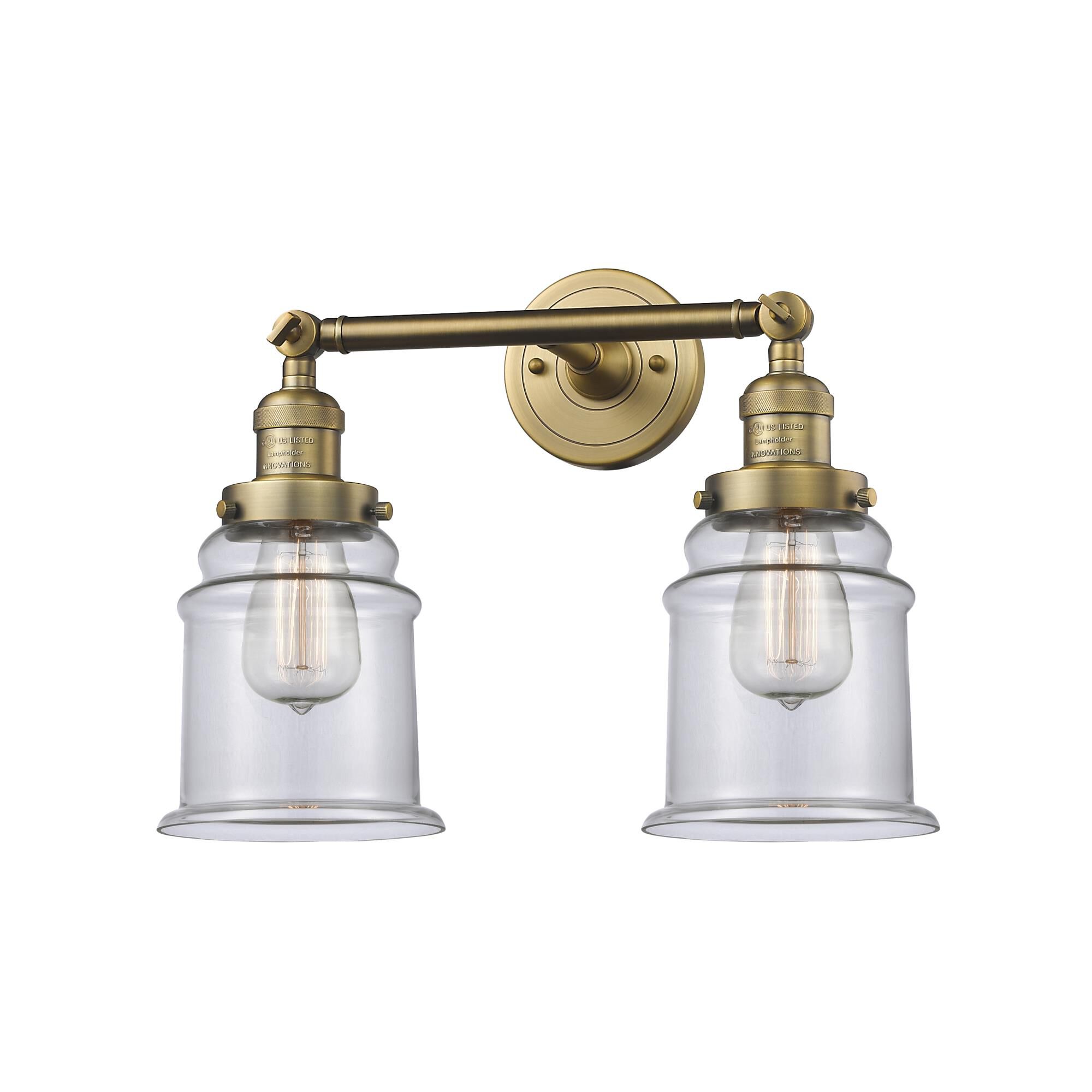 Shown in Brushed Brass finish and Clear glass