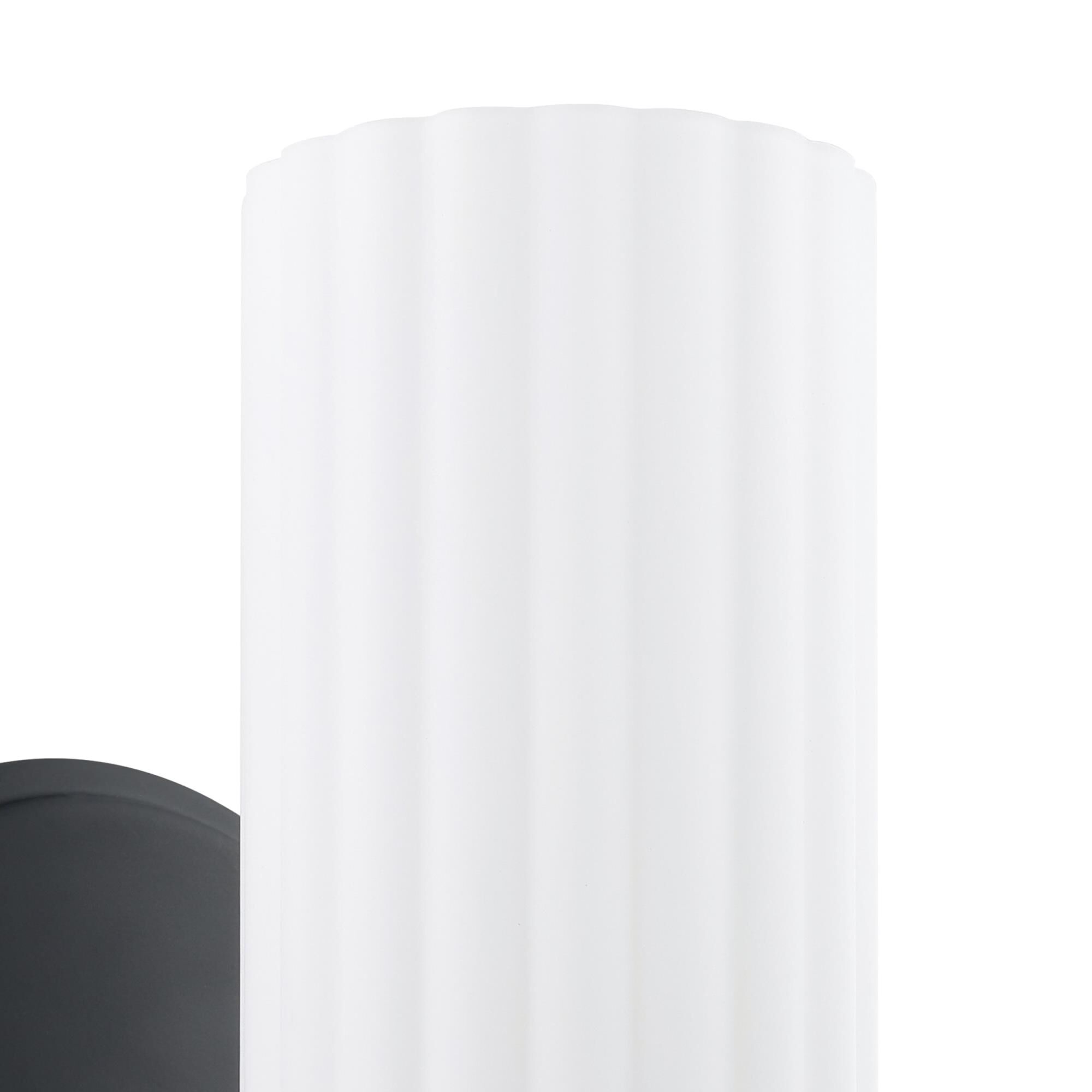 Shown in Matte Black finish and Etched Opal Ribbed glass