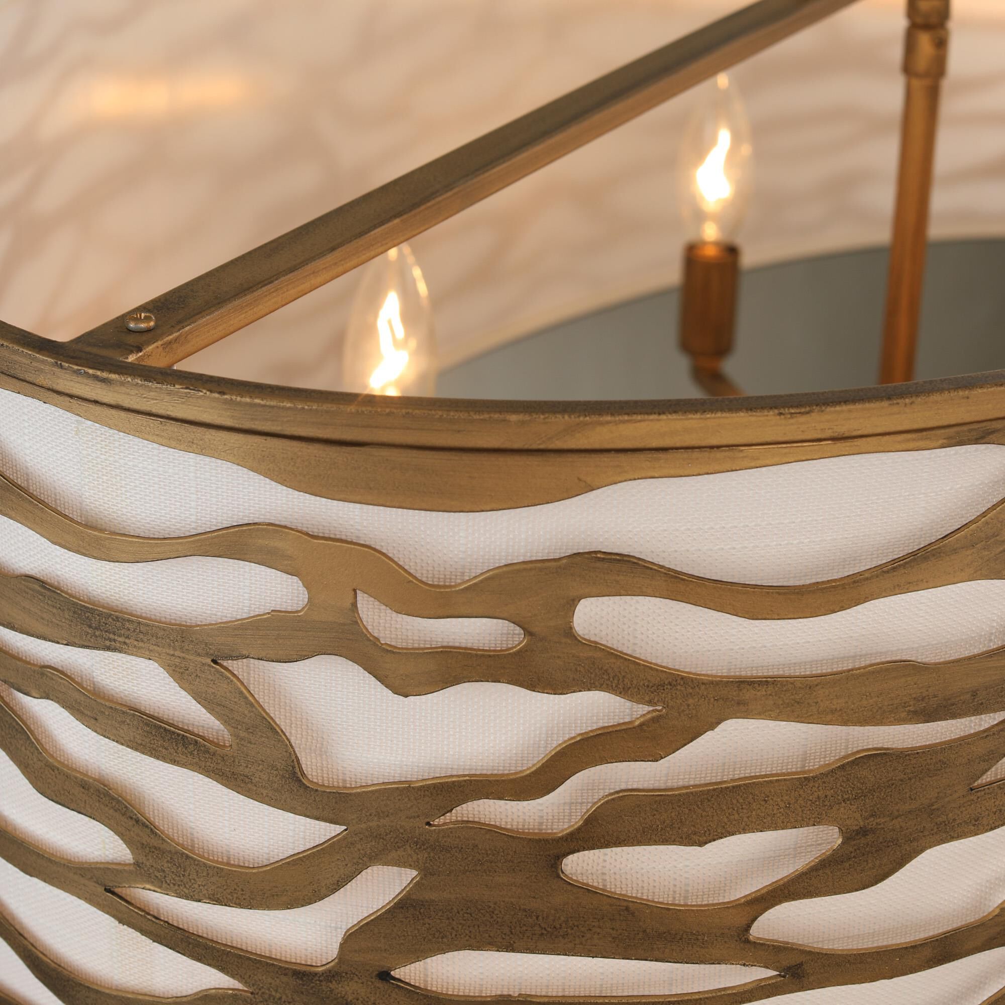 Shown in Havana Gold finish and Bone Linen shade