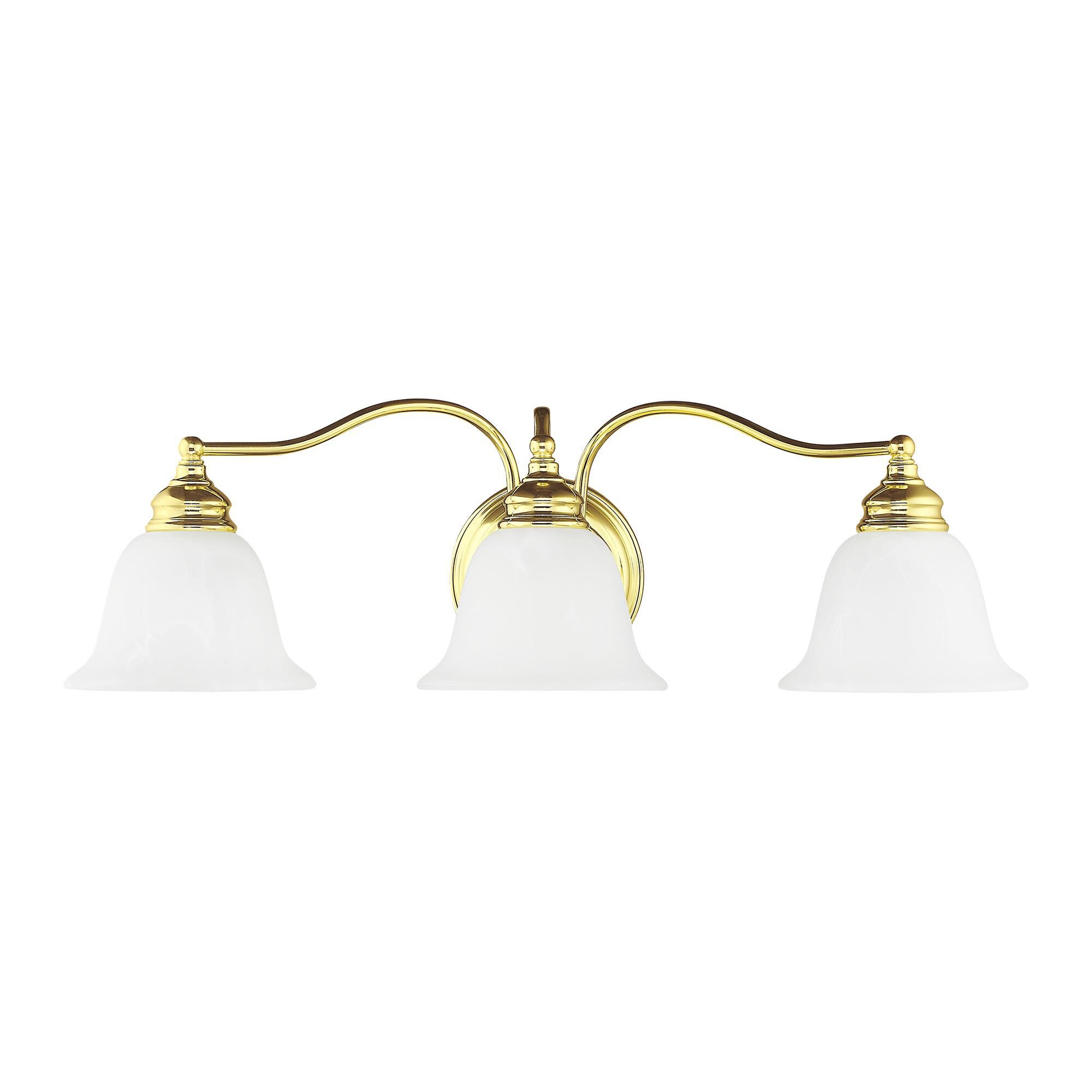 Shown in Polished Brass finish and White Alabaster glass