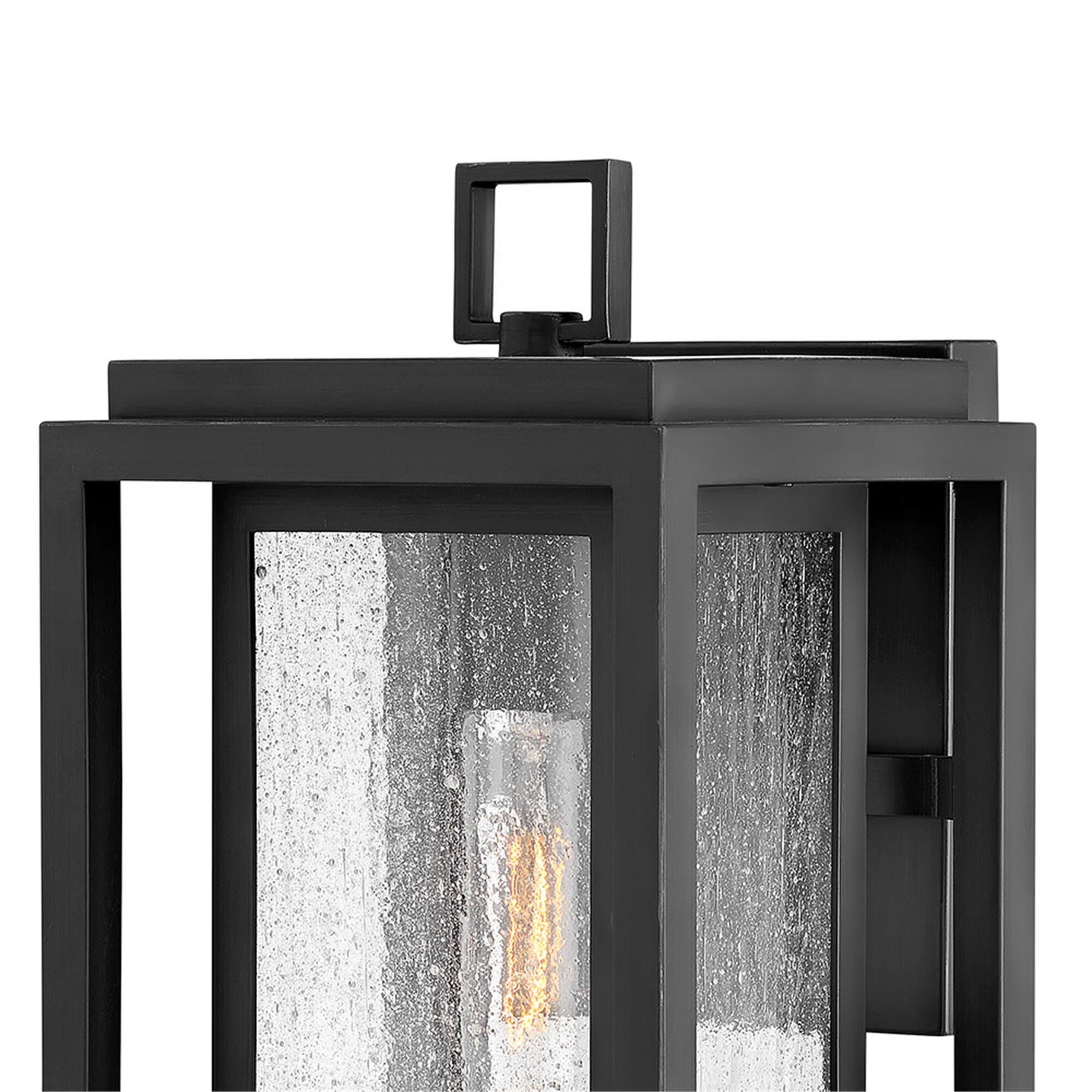 Shown in Black finish and Clear Seedy glass