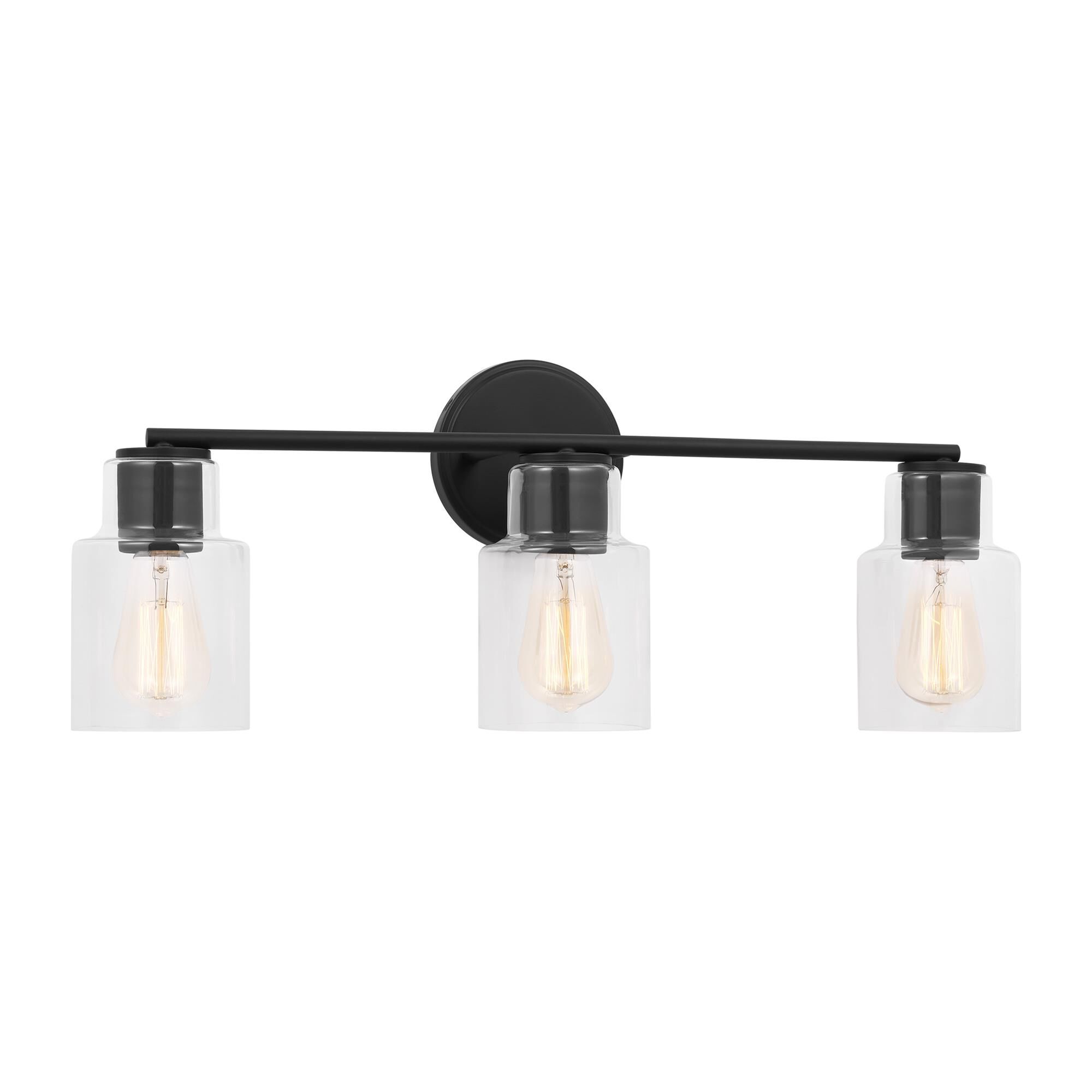 Shown in Midnight Black finish and Clear Glass s shade