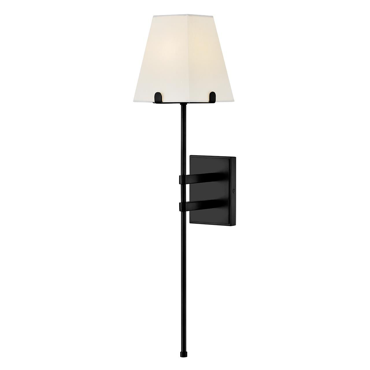 Shown in Black finish and White Linen shade