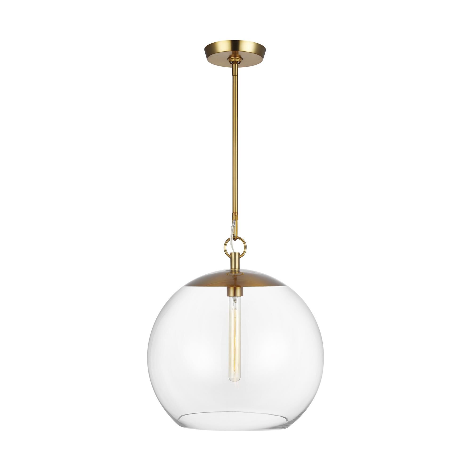 Shown in Burnished Brass finish and Clear glass