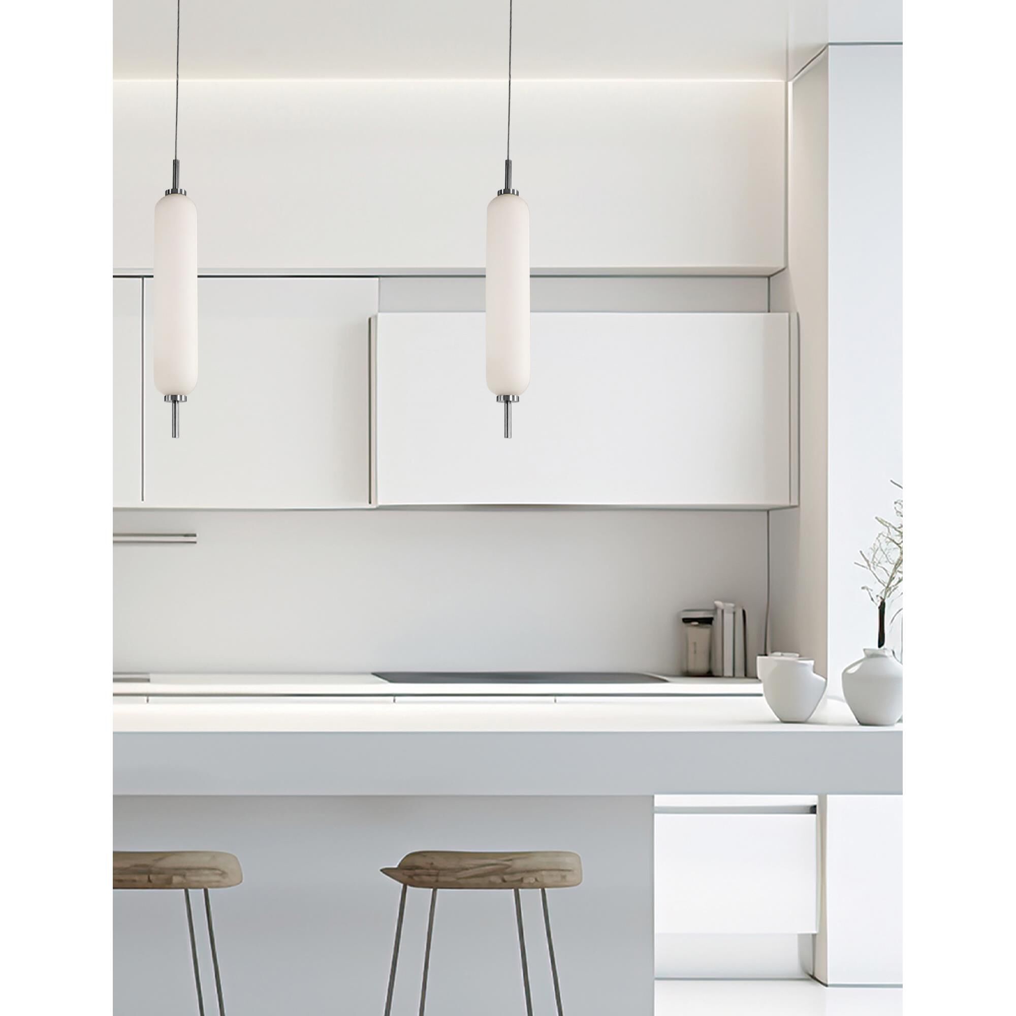 Shown in Polished Chrome finish and White shade