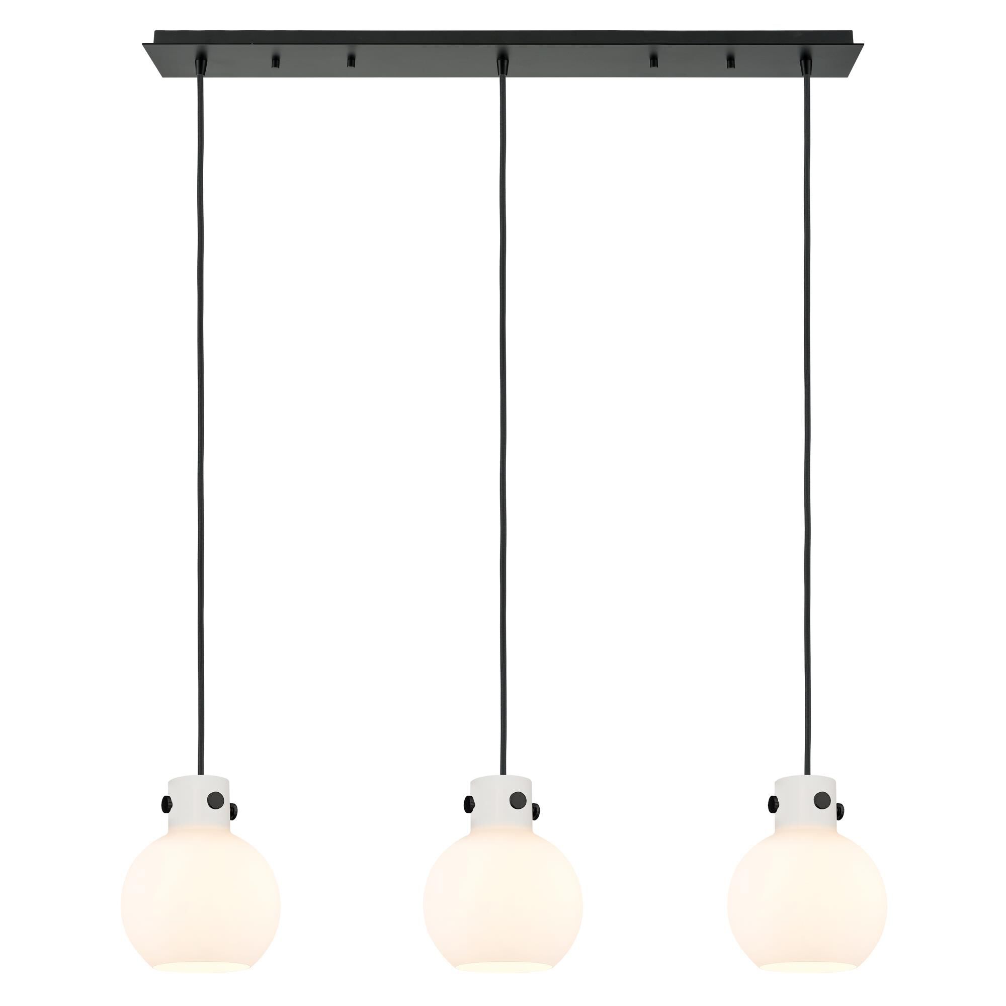 Shown in Matte Black finish and White glass and White Glass shade