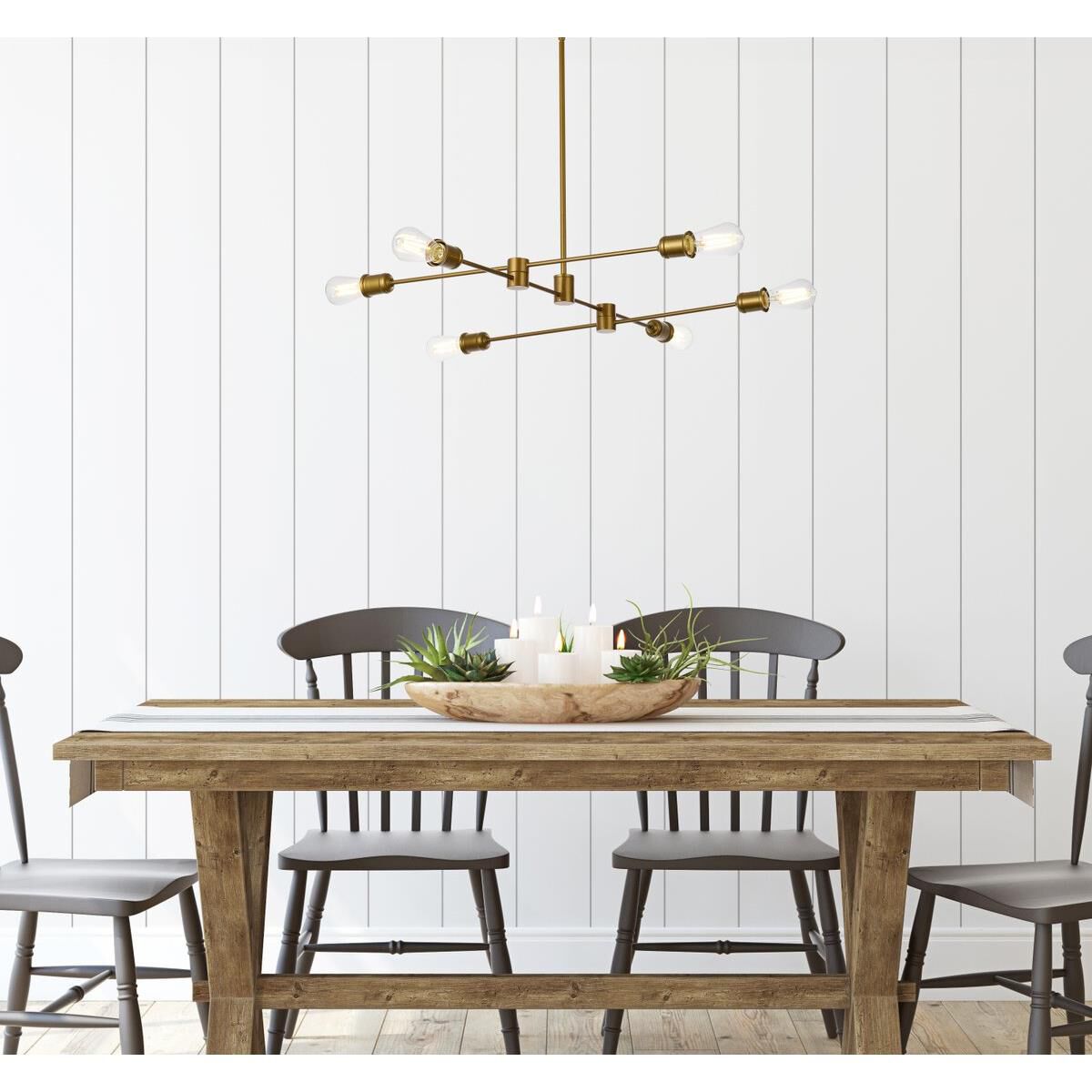 Xavier 35 Inch 6 Light Linear Suspension Light by Elegant Lighting