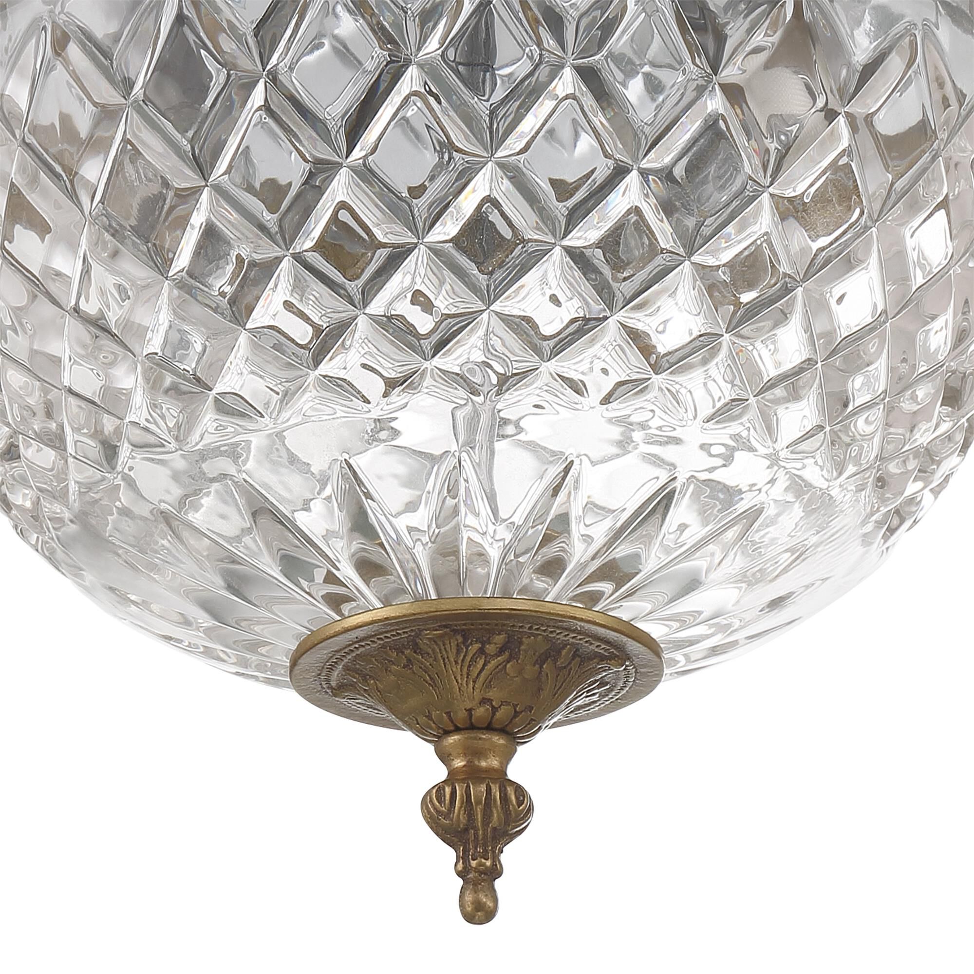 Shown in Olde Brass finish and Lead Crystal glass and Lead Crystal shade