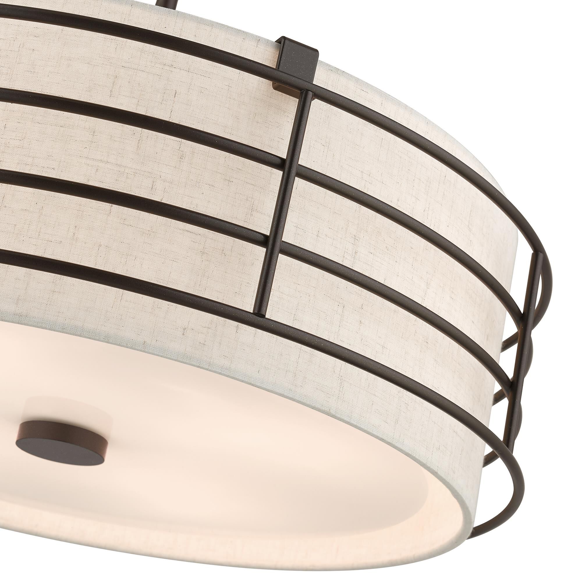 Shown in English Bronze finish and Hand Crafted Oatmeal Color Hardback Fabric shade