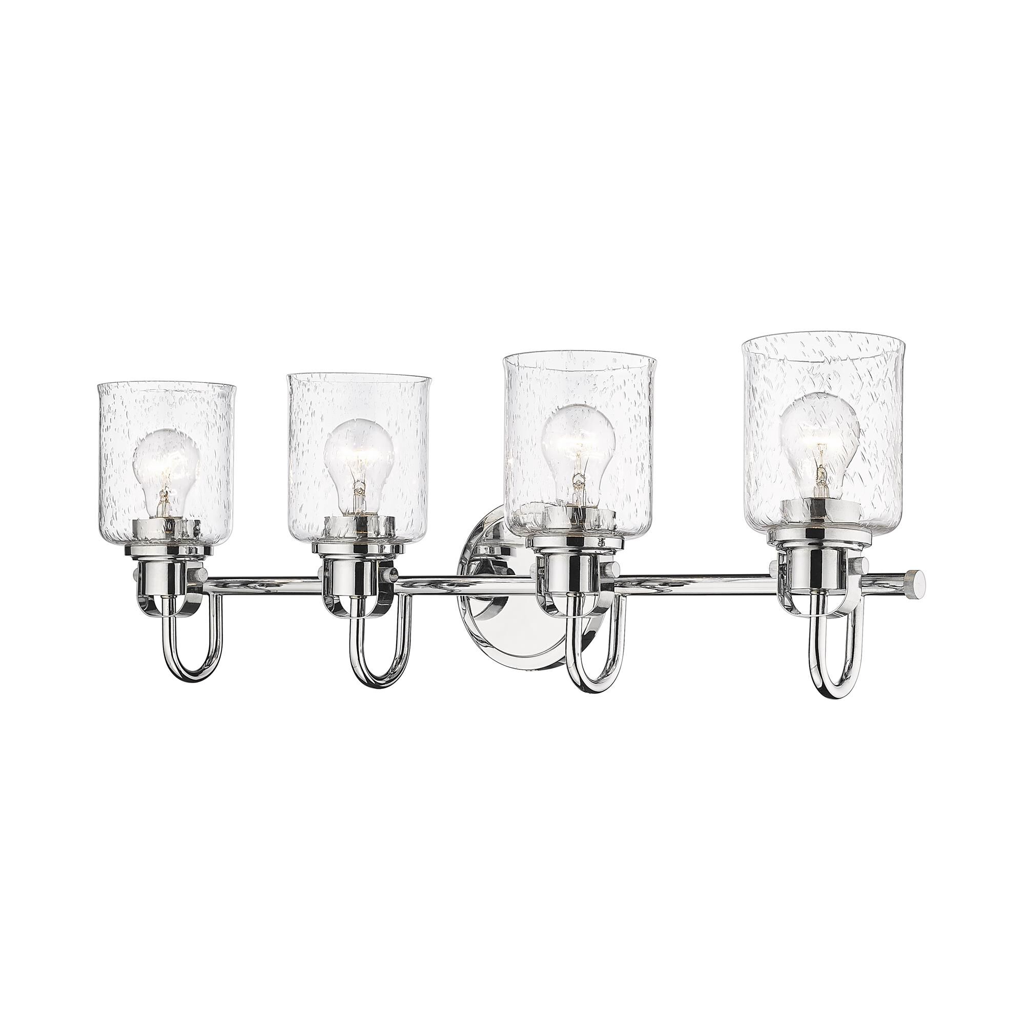 Shown in Chrome finish and Glass shade