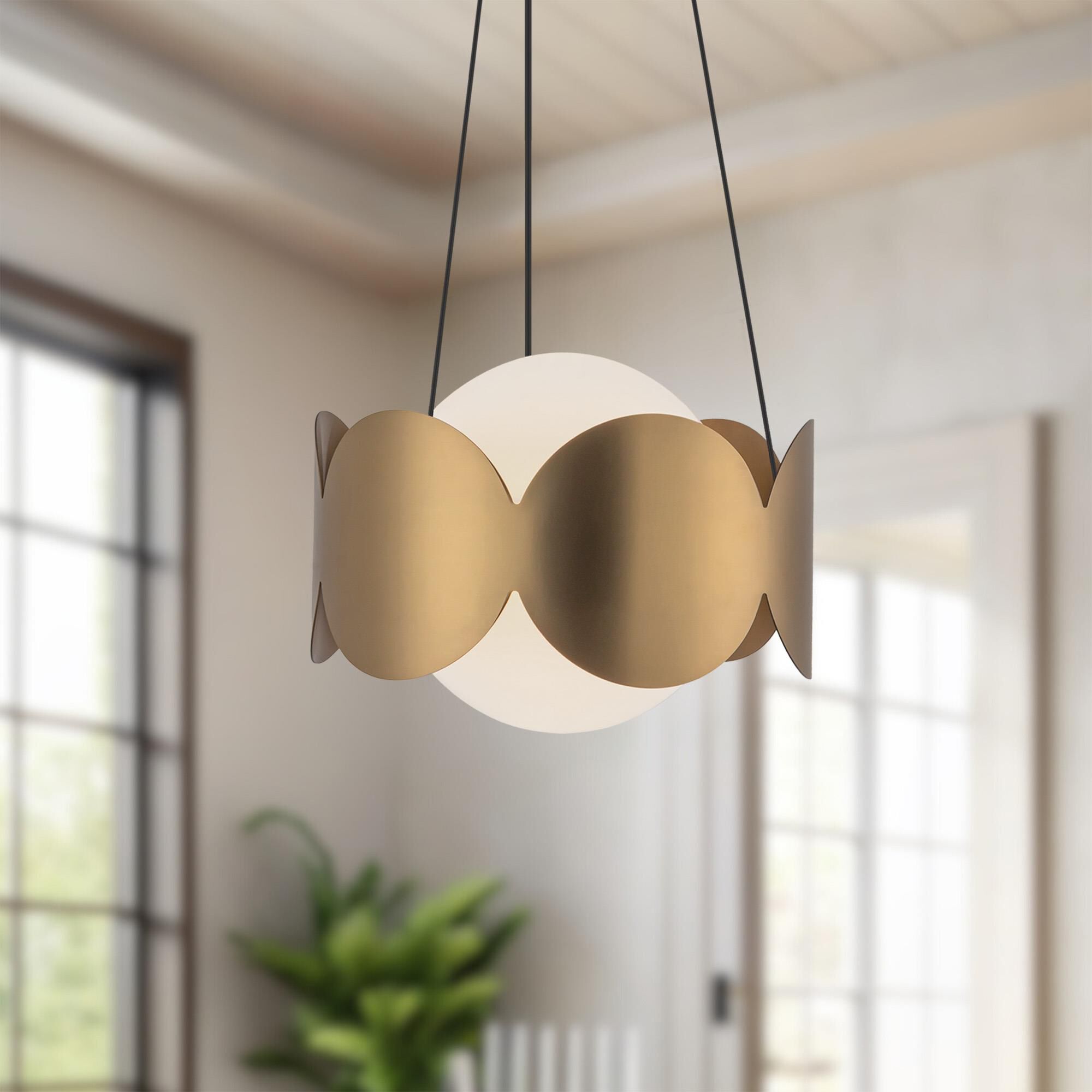 Shown in Brushed Gold finish and Opal glass