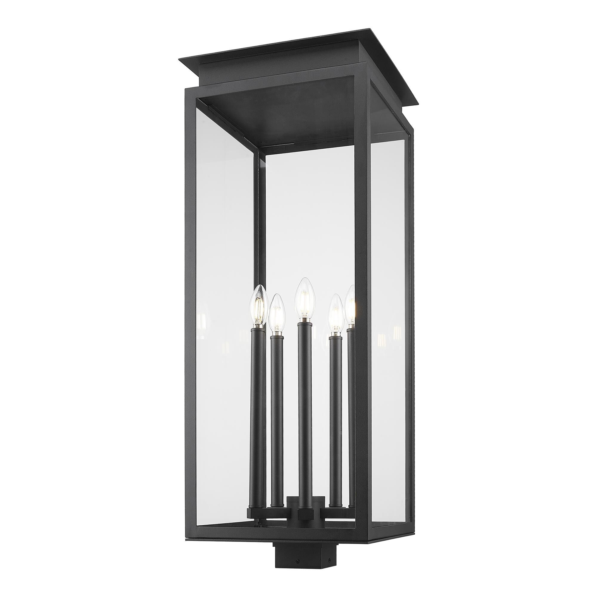 Shown in Black finish and Clear glass and Clear shade