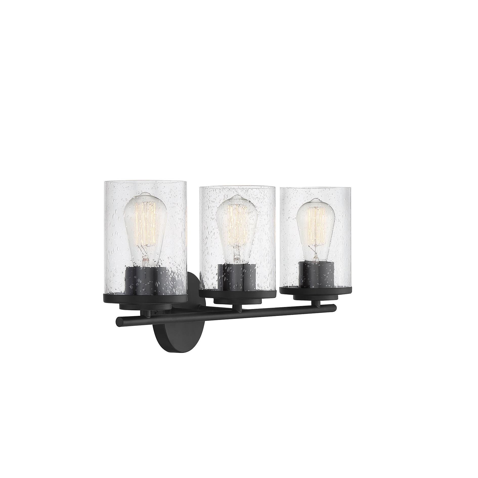 Shown in Matte Black finish and Clear Seeded glass