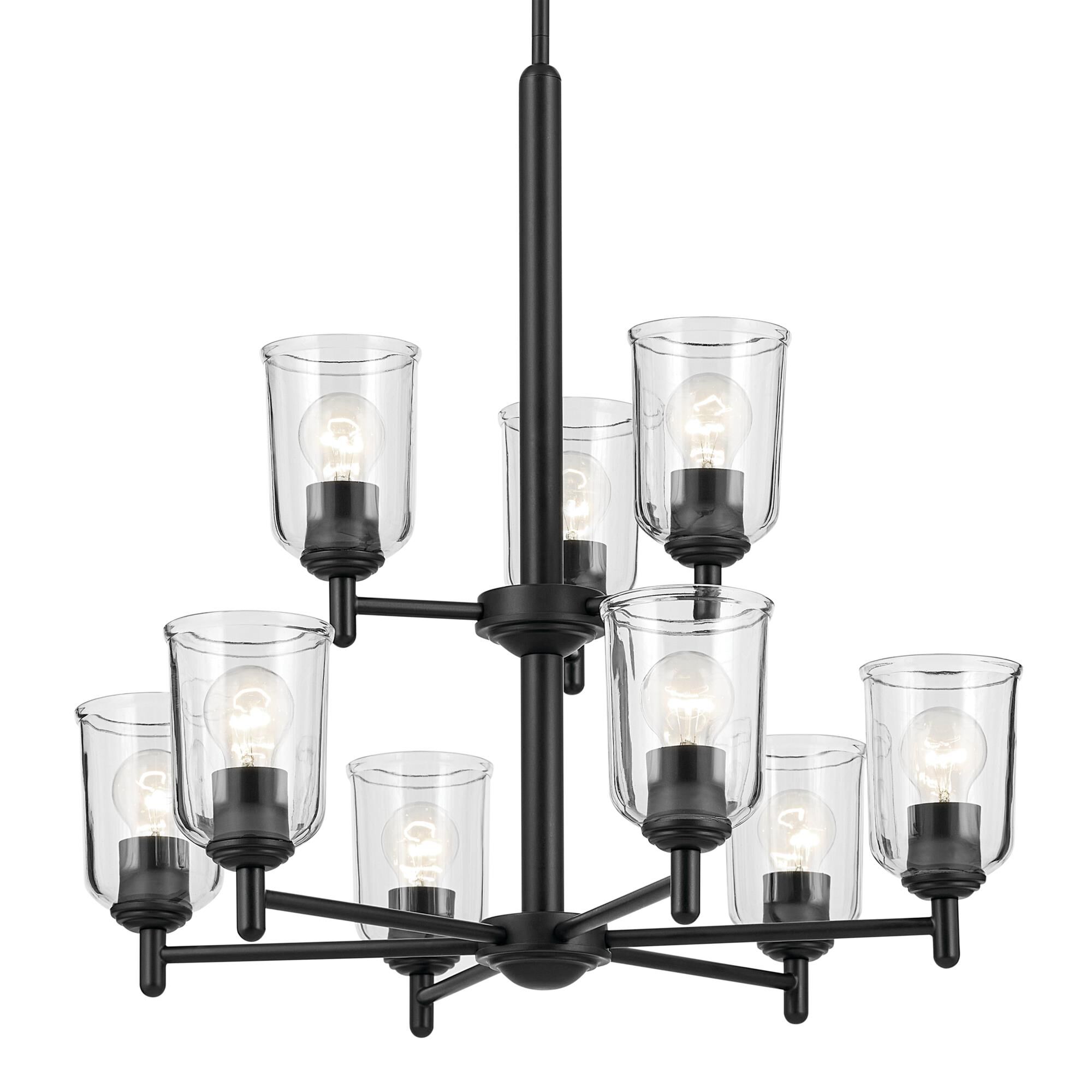 Shown in Black finish and Clear glass