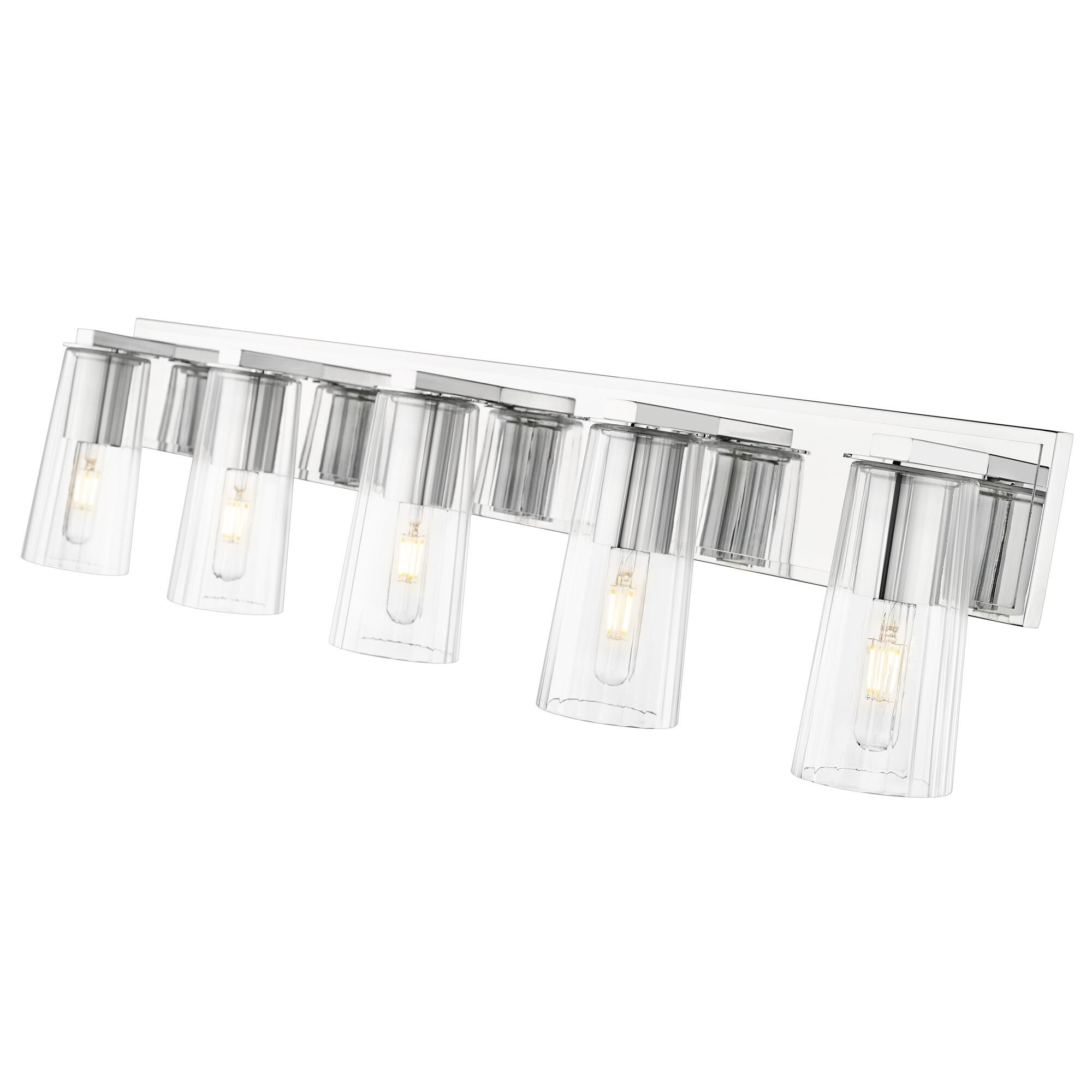 Shown in Chrome finish and Clear glass and Clear shade