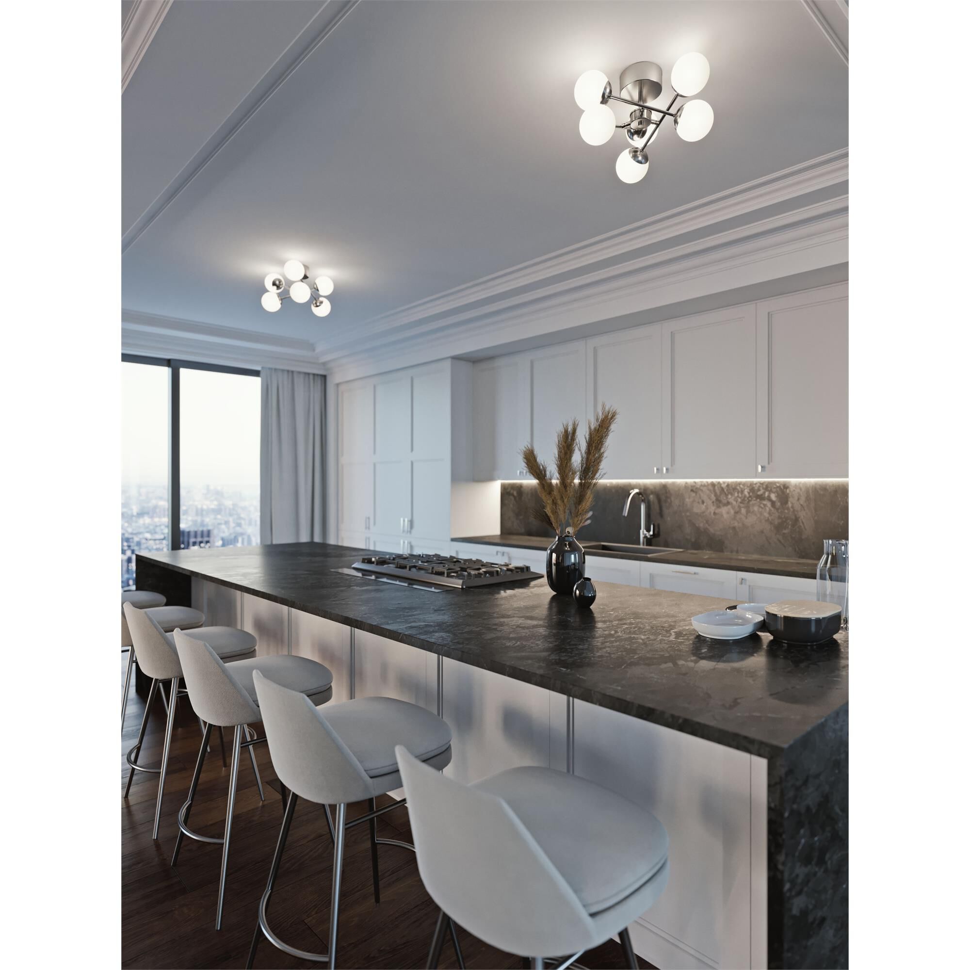 Shown in Satin Nickel finish and Frosted glass