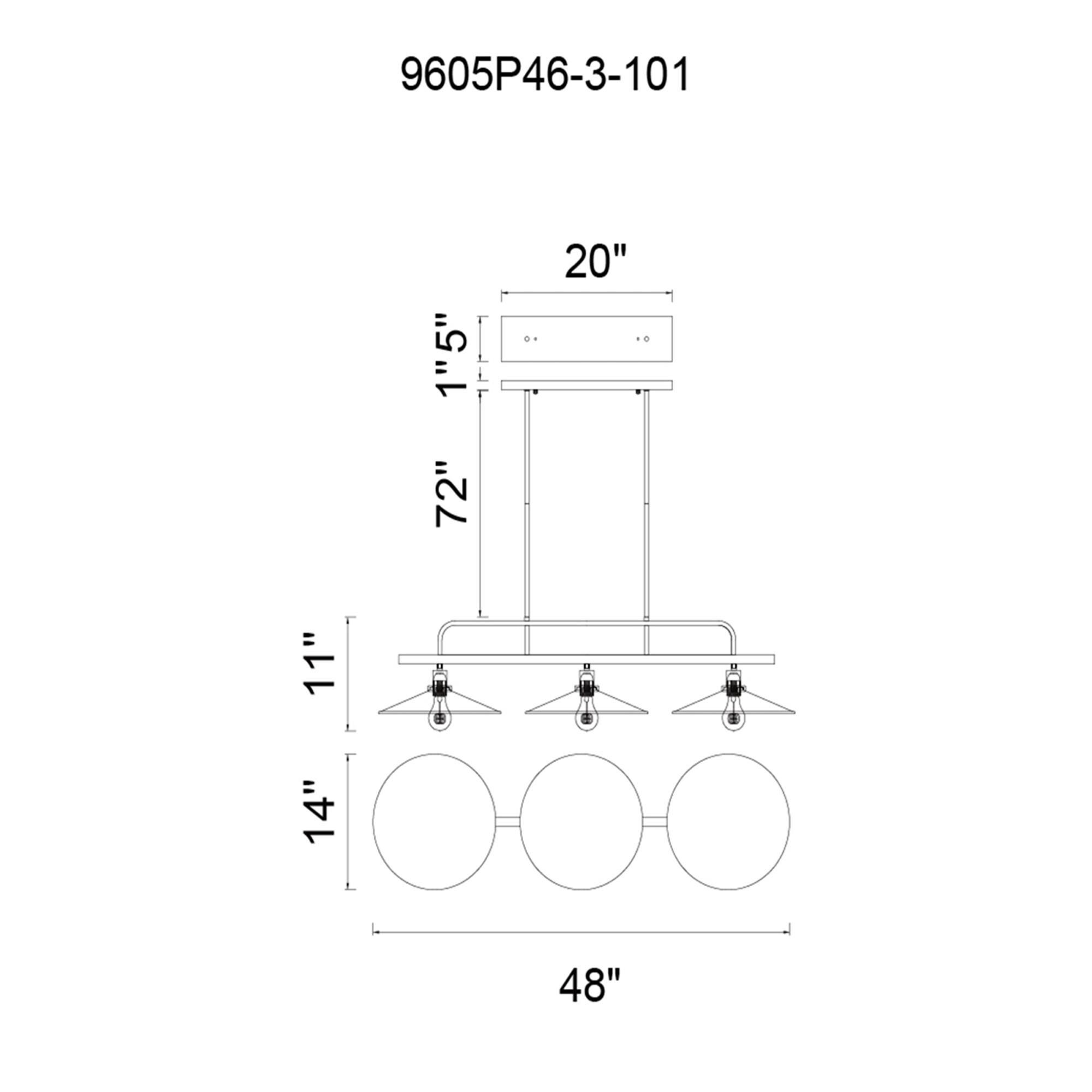 Brave 48 Inch 3 Light Linear Suspension Light by CWI Lighting