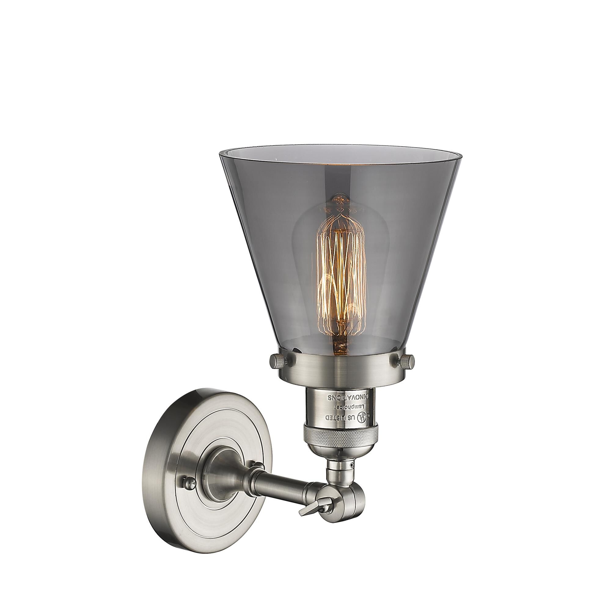 Shown in Brushed Satin Nickel finish and Smoked glass
