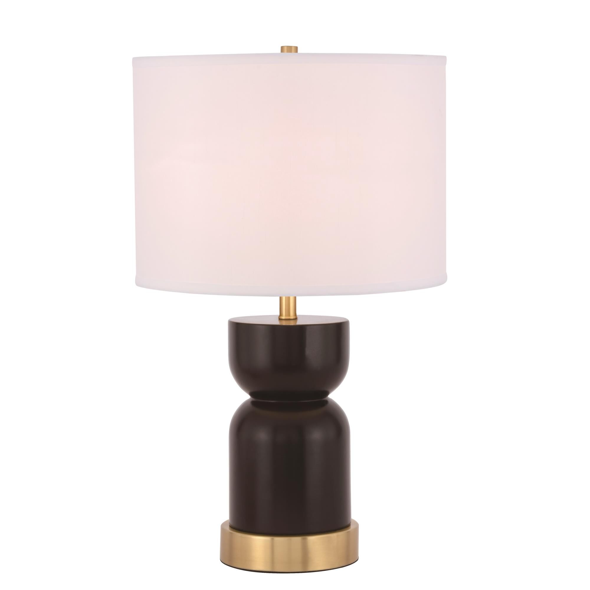 Shown in Brushed Brass And Dark Red finish and Fabric - Off White shade