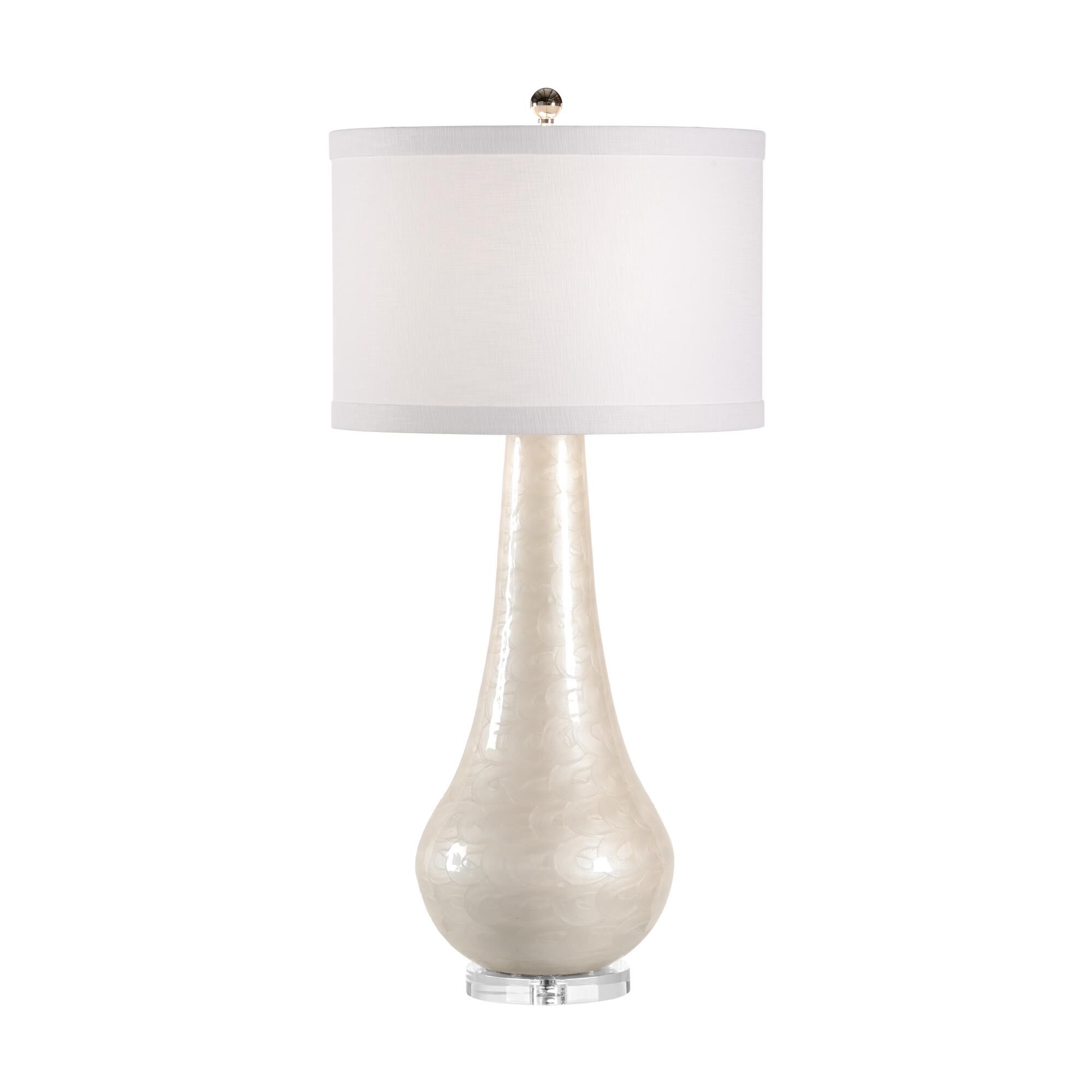 Shown in Cream Swirl Enamel finish and Off White Linen shade