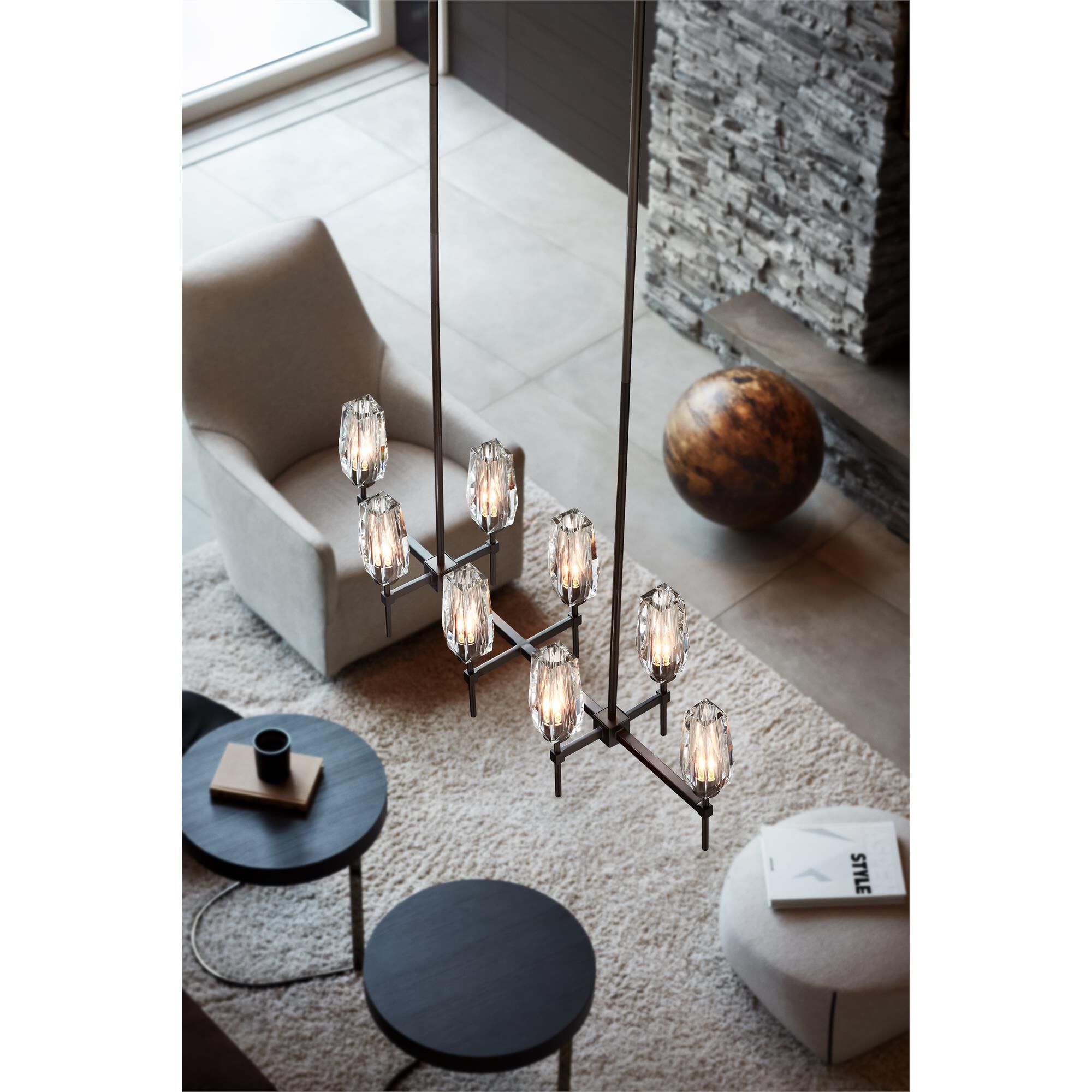 Shown in Black Oxide finish and Faceted Clear Crystal glass