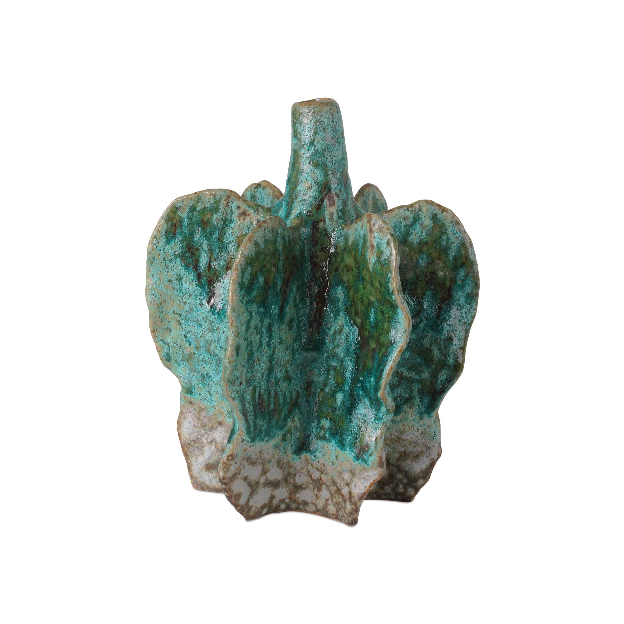 Shown in Turquoise and Brown finish