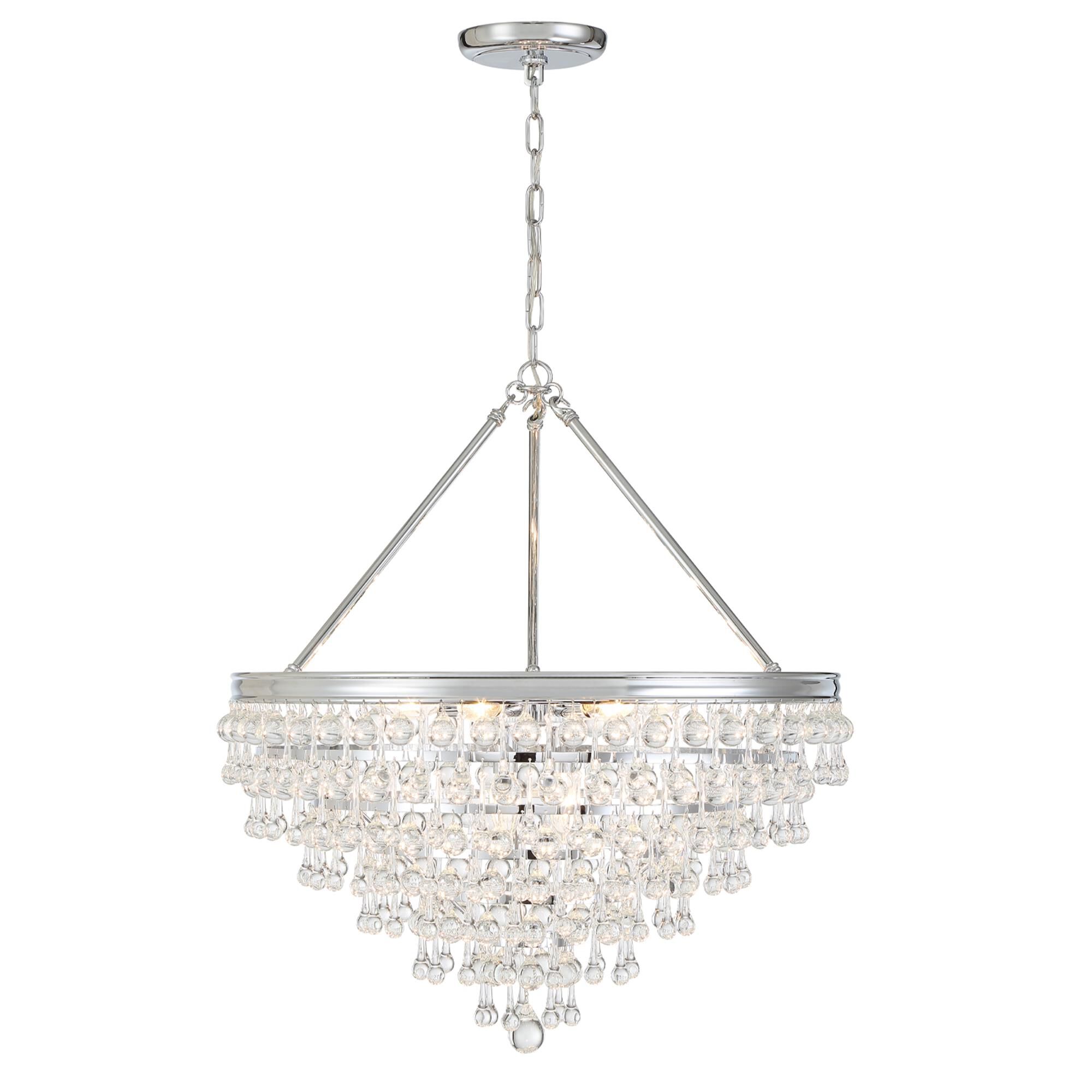 Shown in Polished Chrome finish and Clear Glass Drops crystal