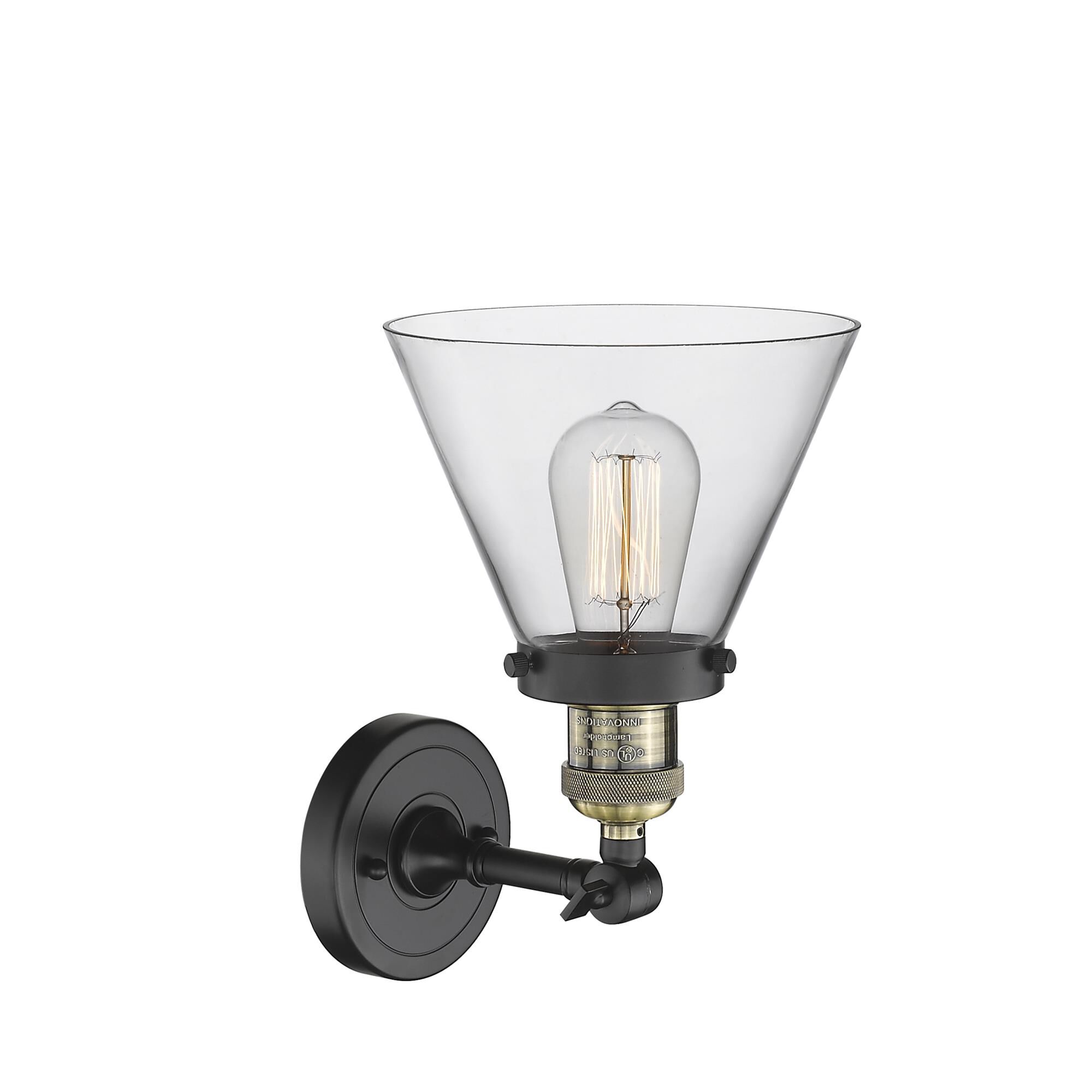 Shown in Black Antique Brass finish and Clear glass