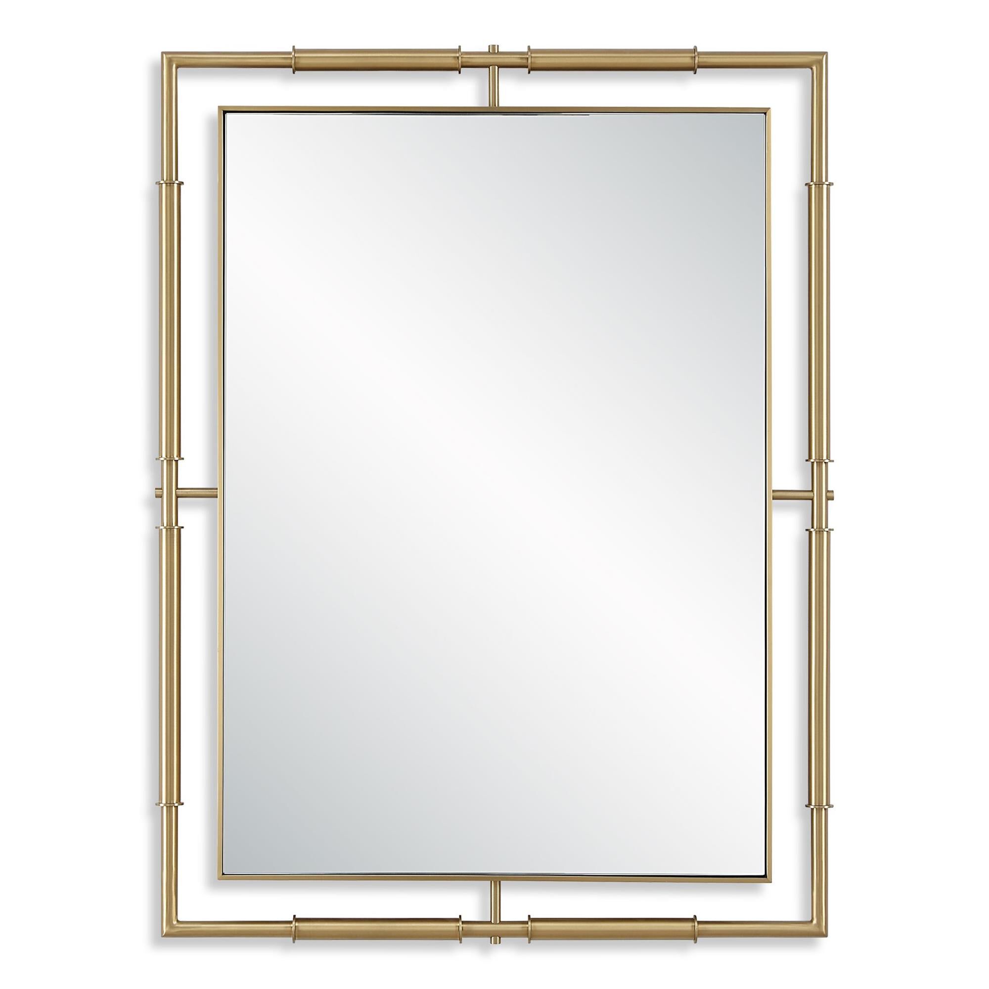 Shown in This Rectangle Stainless-Steel Frame Is Finished In A Rich Plated Brass With A Suspended Outer Frame finish