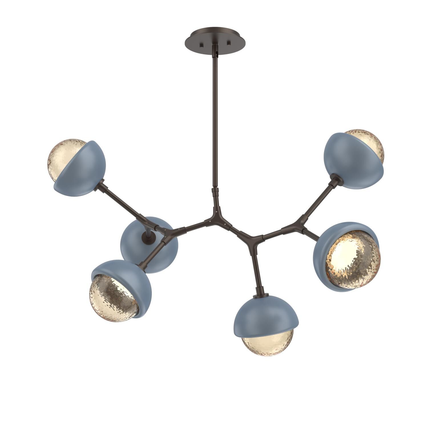Shown in Flat Bronze finish and Amber glass and Poppy Blue accent