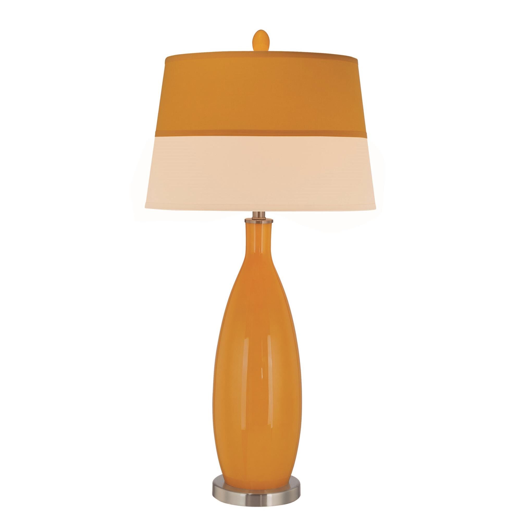 Shown in Polished Steel-Orange finish and Fabric shade