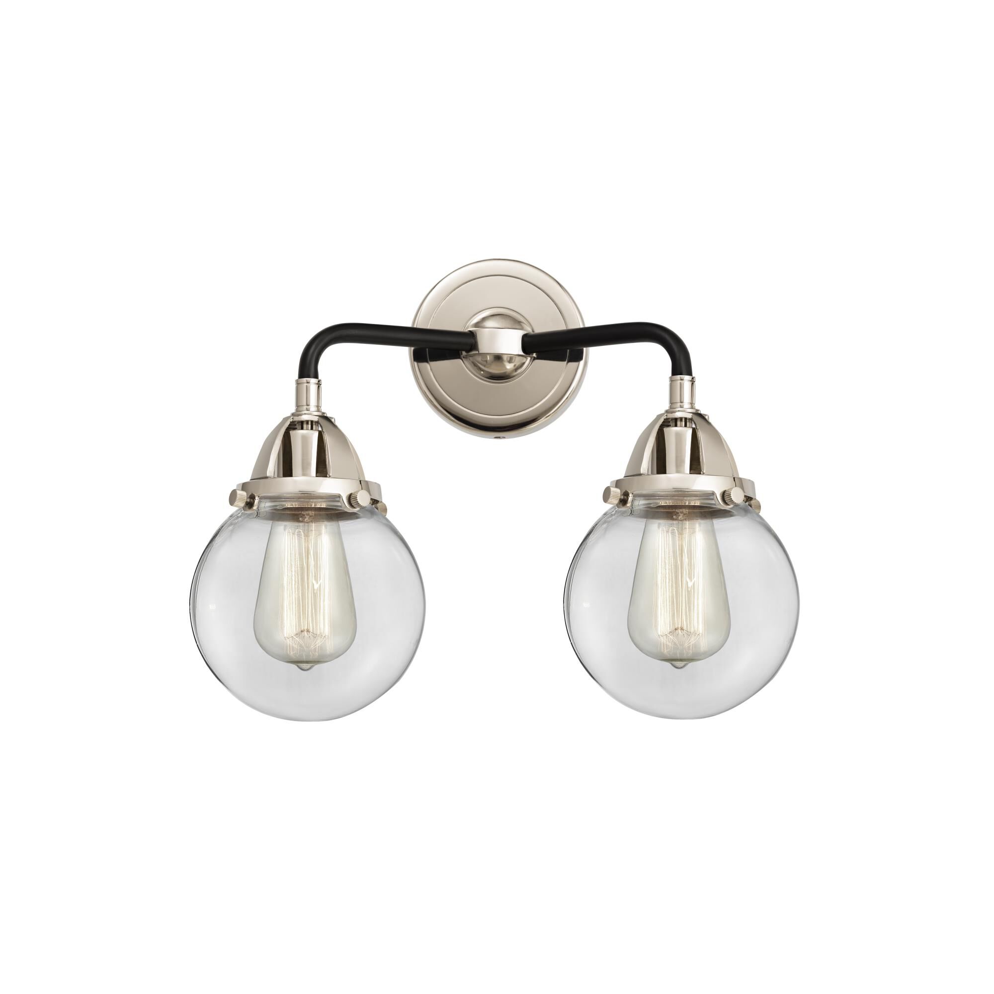 Shown in Black Polished Nickel finish and Clear Beacon glass and No Shade shade