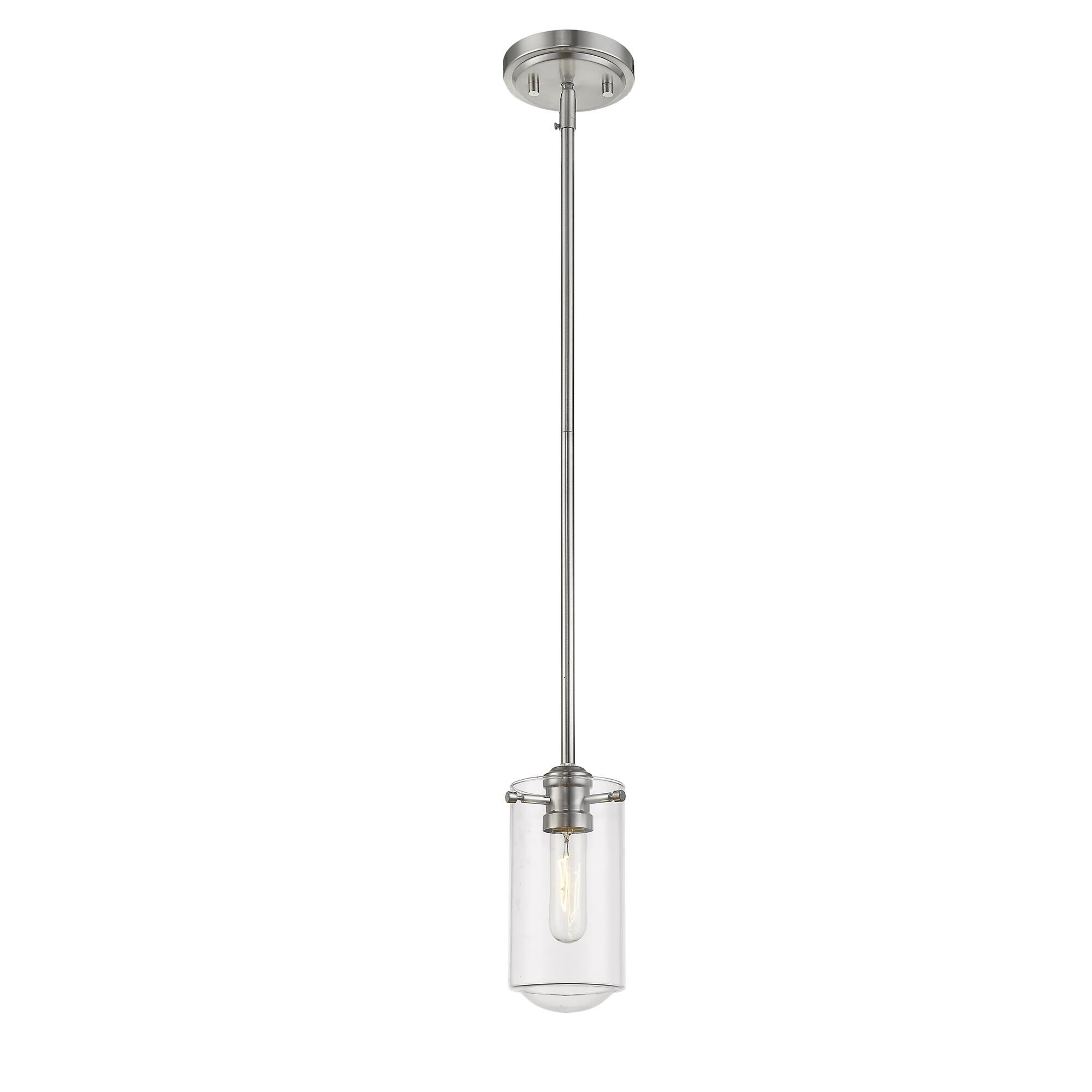 Shown in Brushed Nickel finish and Glass shade