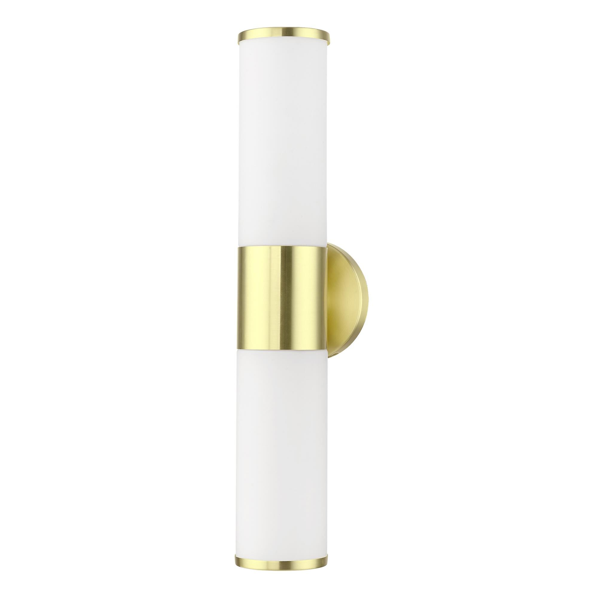 Shown in Satin Brass finish and Hand Blown Satin Opal White Twist Lock glass