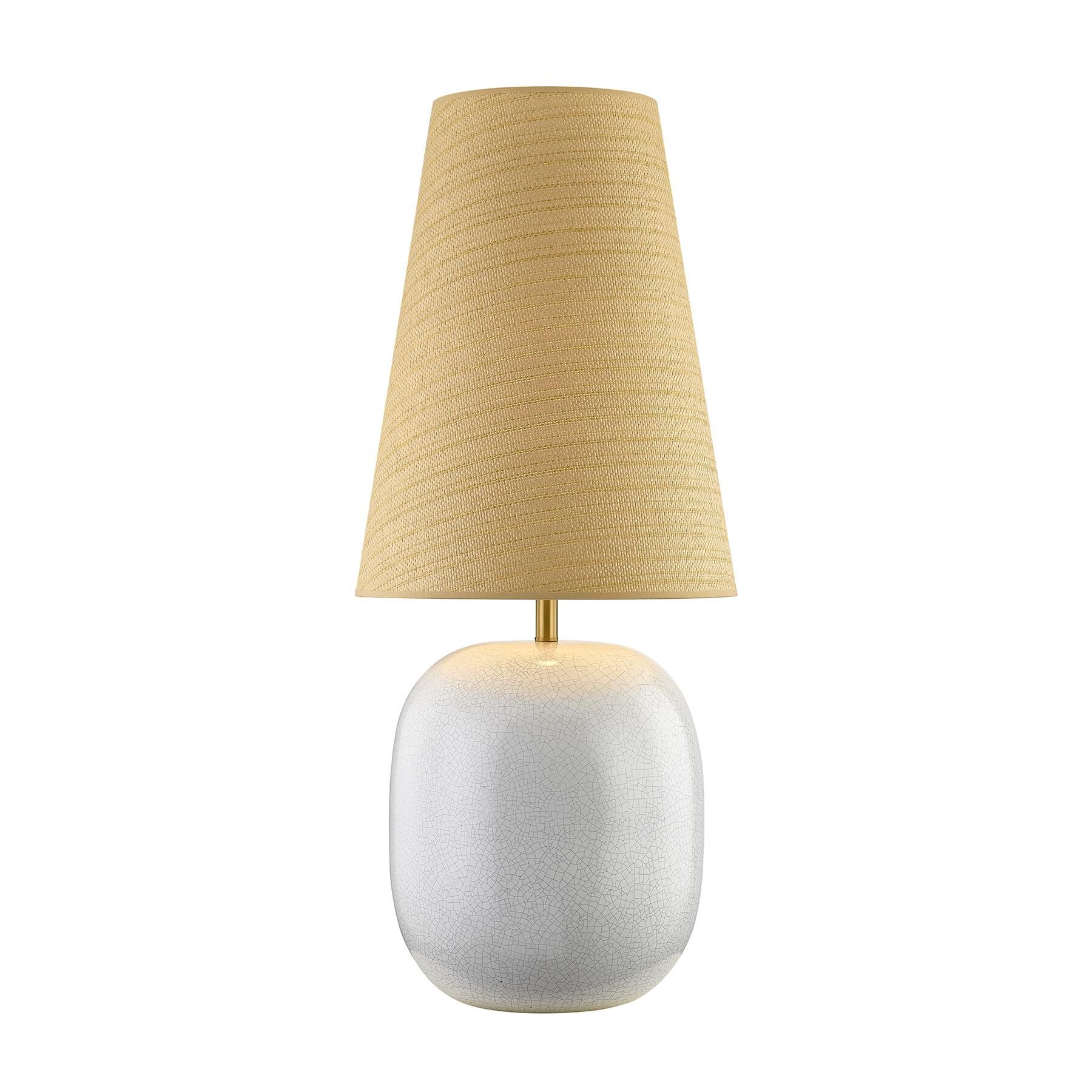 Shown in Warm Brass finish and Beige Parchment shade