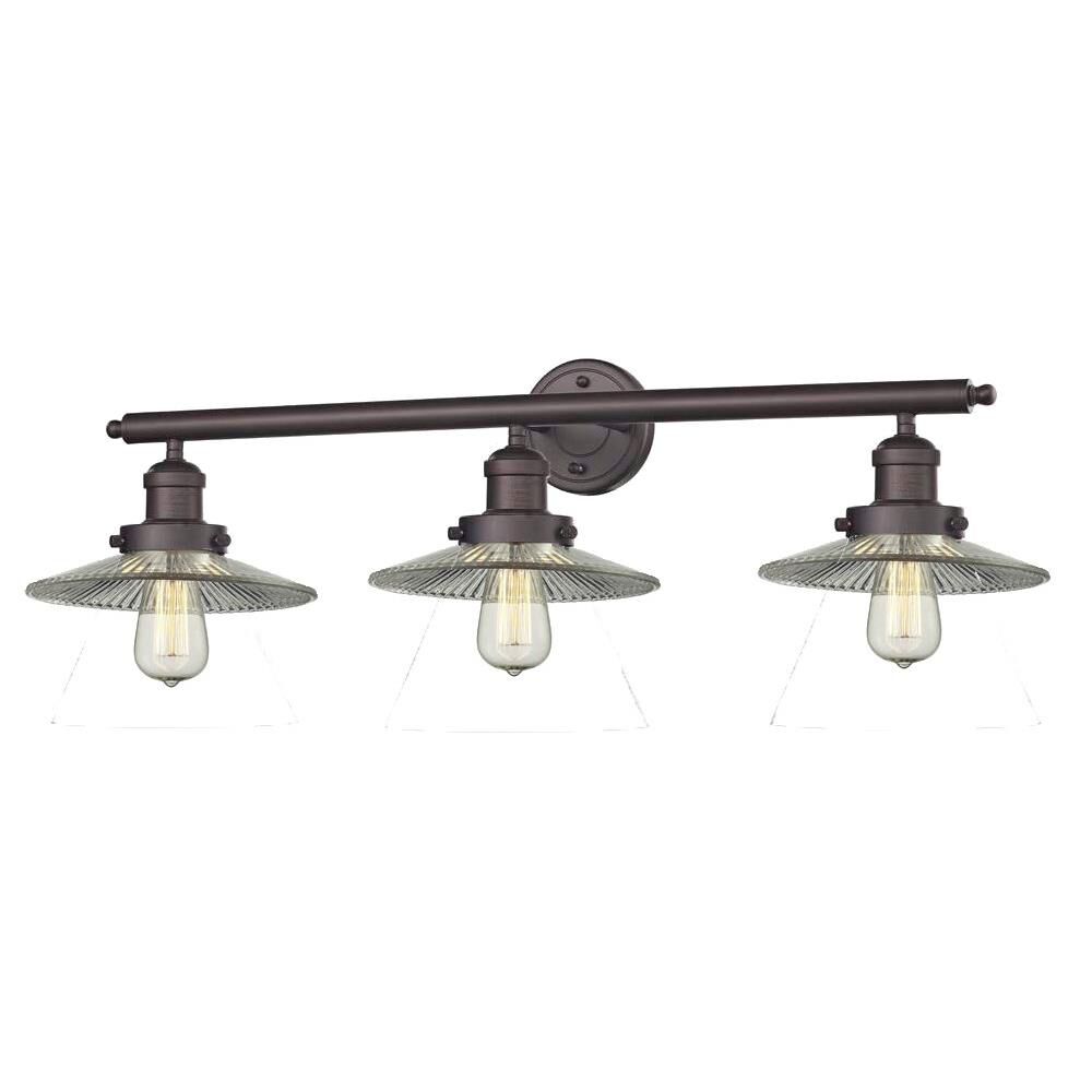 Shown in Oil Rubbed Bronze finish and Clear Halophane glass