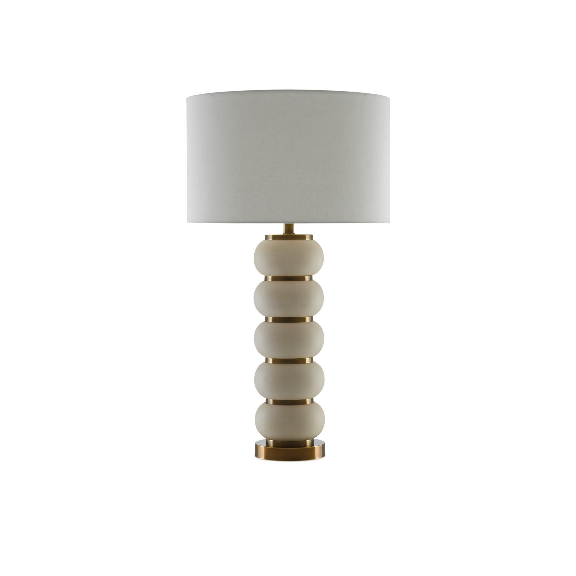 Shown in White Mud/Antique Brass finish and Included shade
