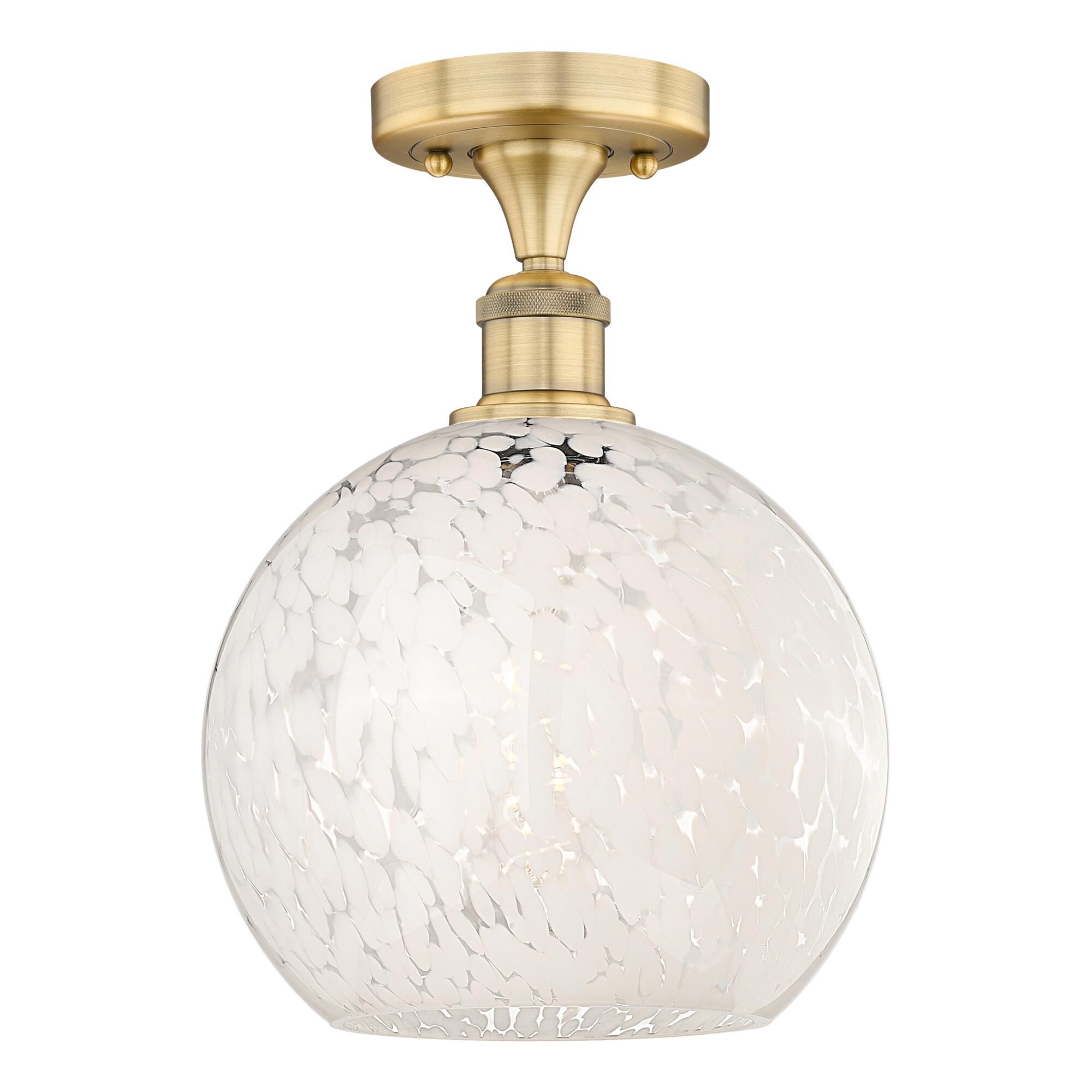 Shown in Brushed Brass finish and White Mouchette glass