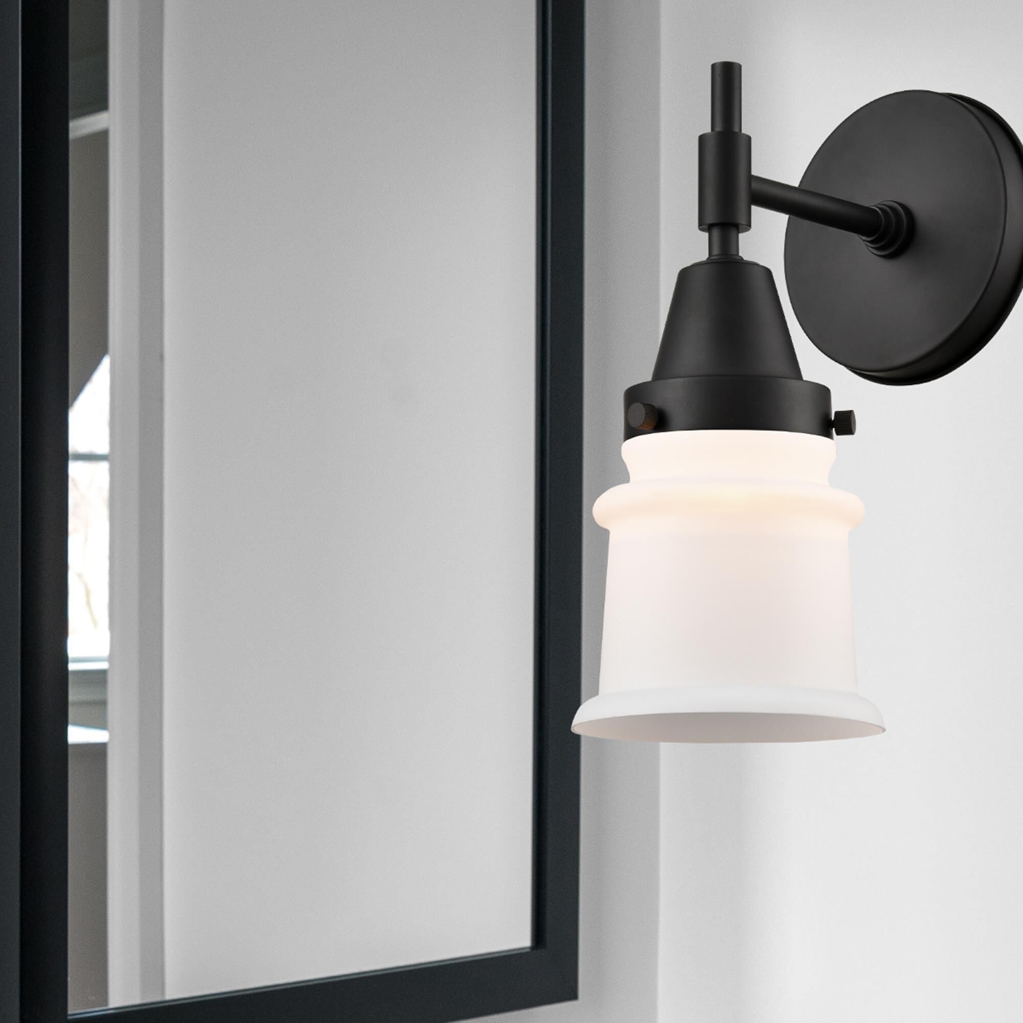 Shown in Matte Black finish and Matte White glass