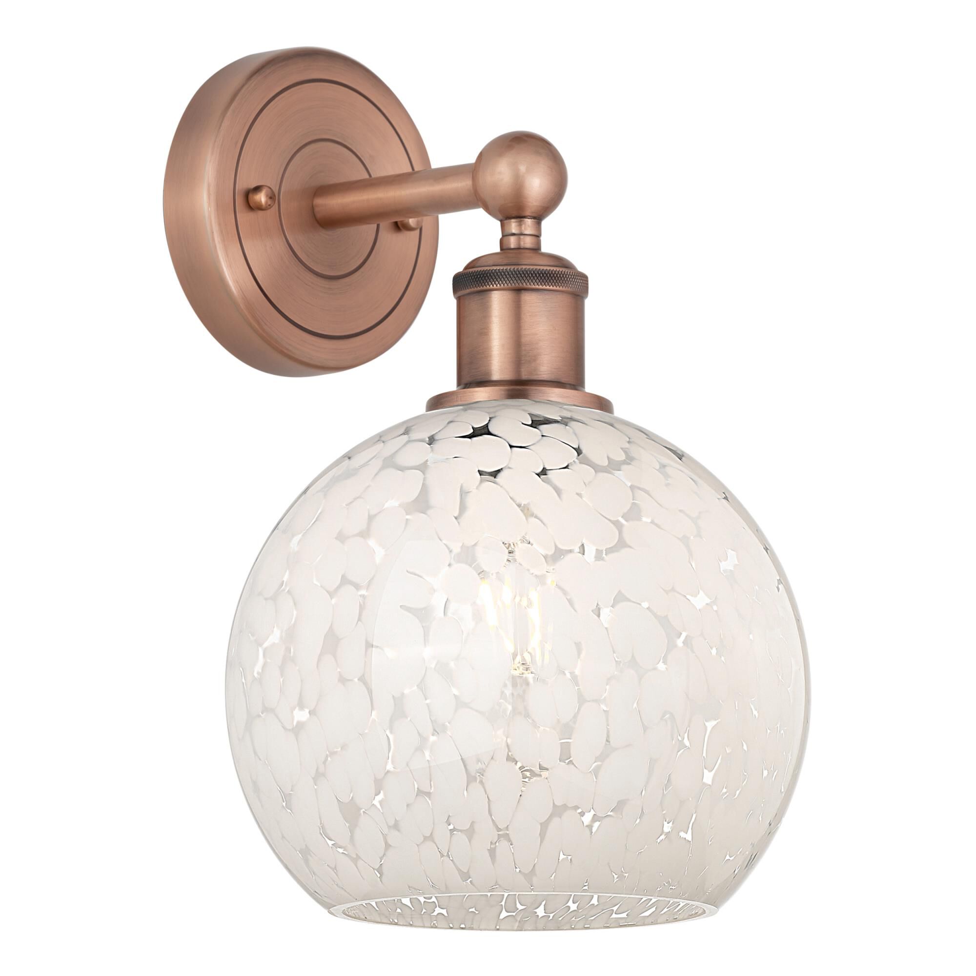 Shown in Antique Copper finish and White Mouchette glass