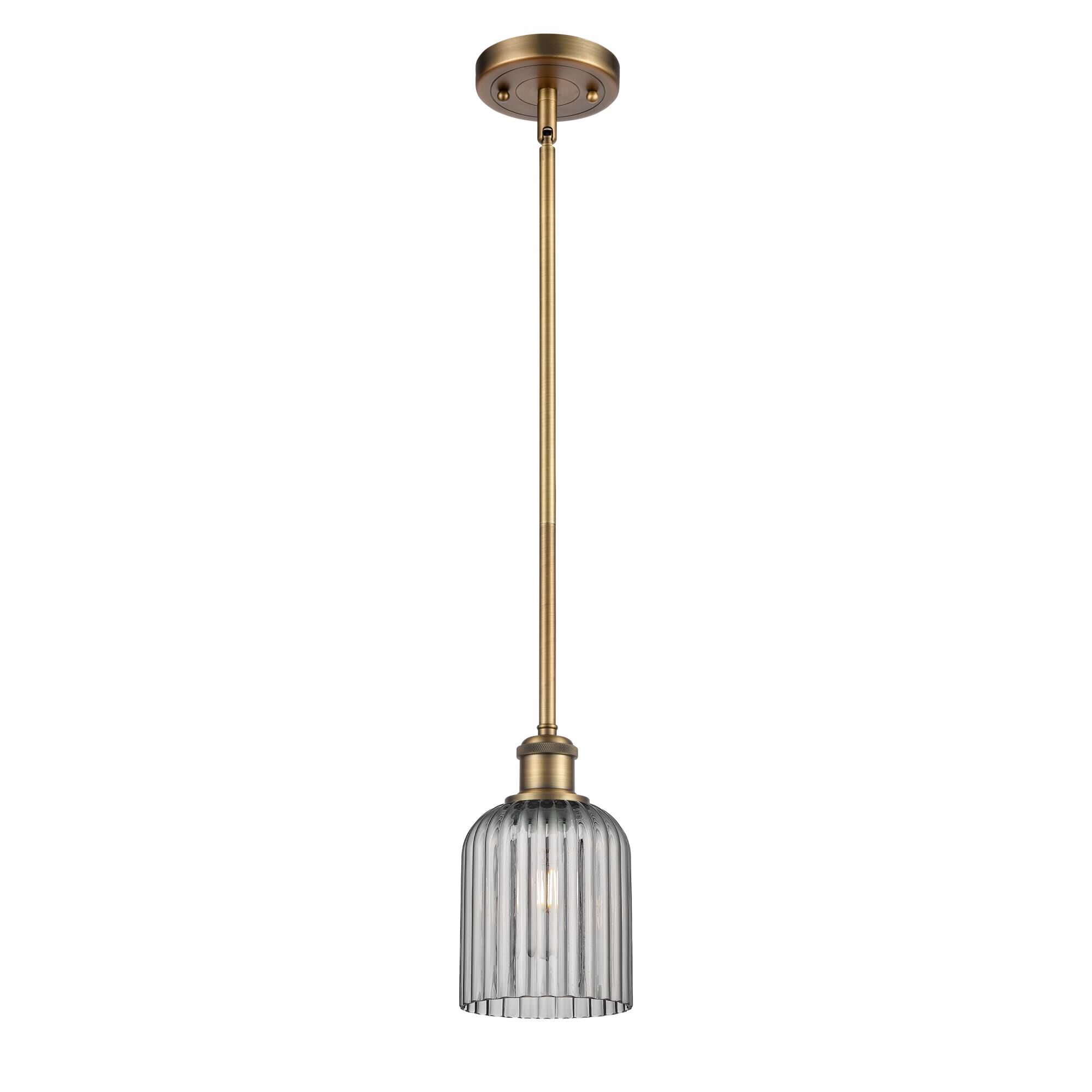 Shown in Brushed Brass finish and Light Smoke shade