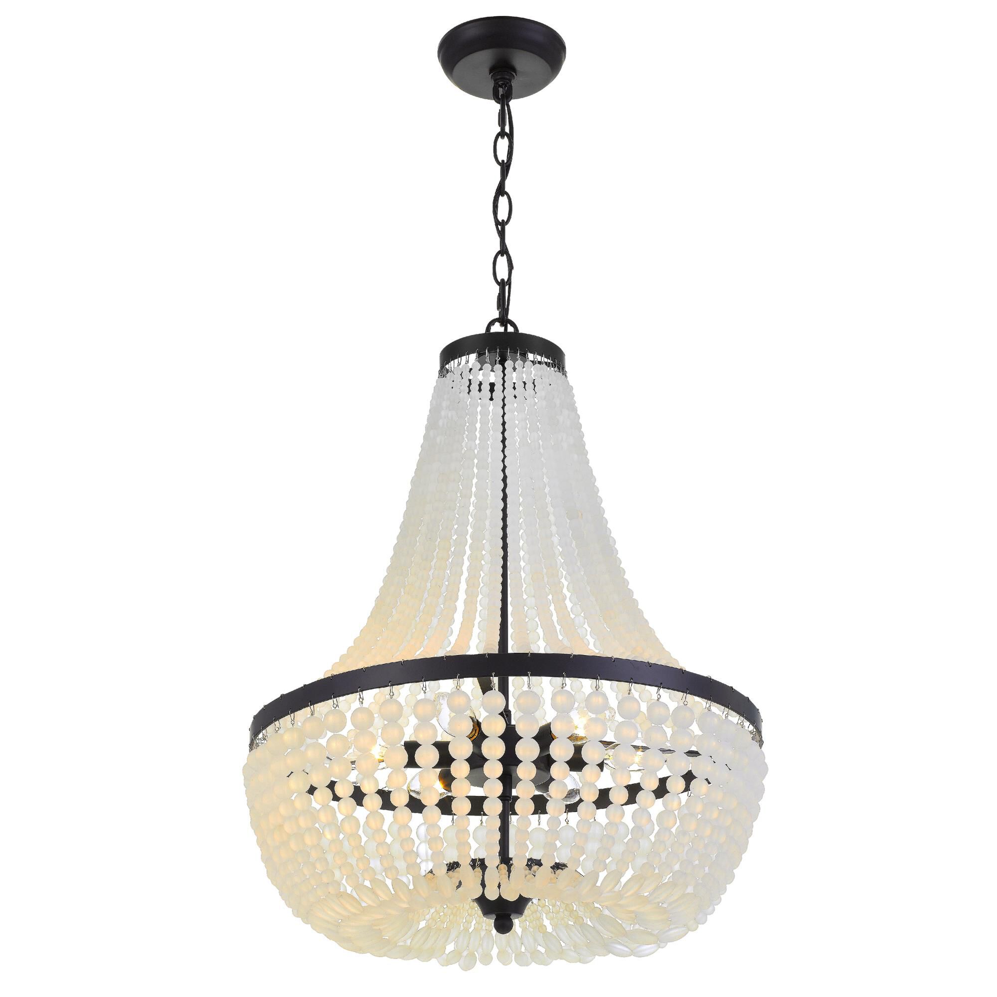 Shown in Matte Black finish and Frosted Glass Beads crystal