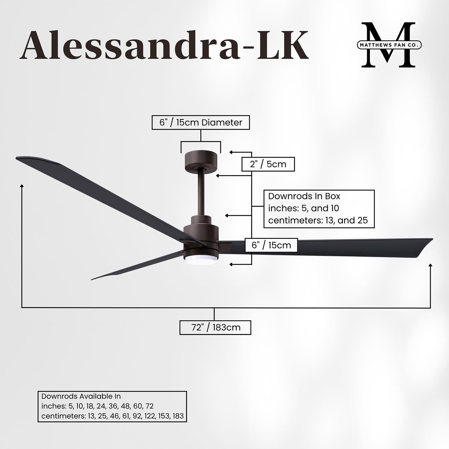 Alessandra 72 Inch Ceiling Fan by Matthews Fan Company