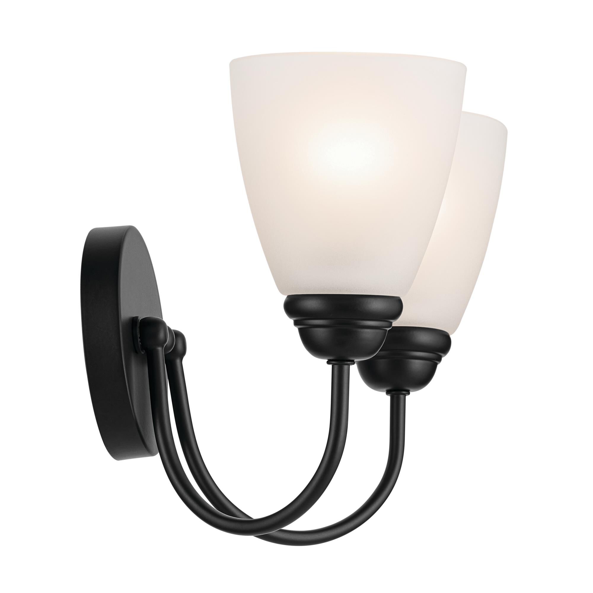 Shown in Black finish and Clear Satin Etched glass