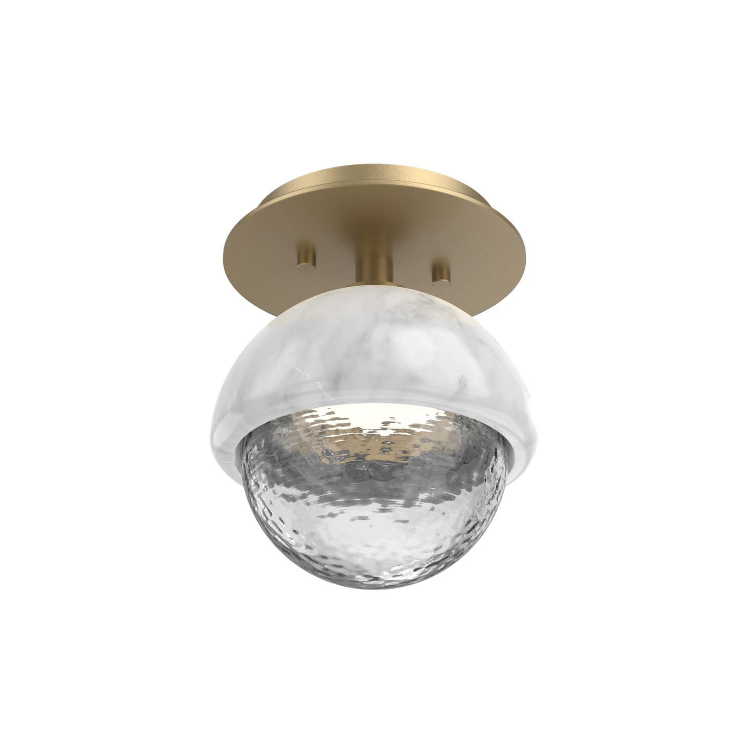 Shown in Novel Brass finish and Clear glass and White Marble accent