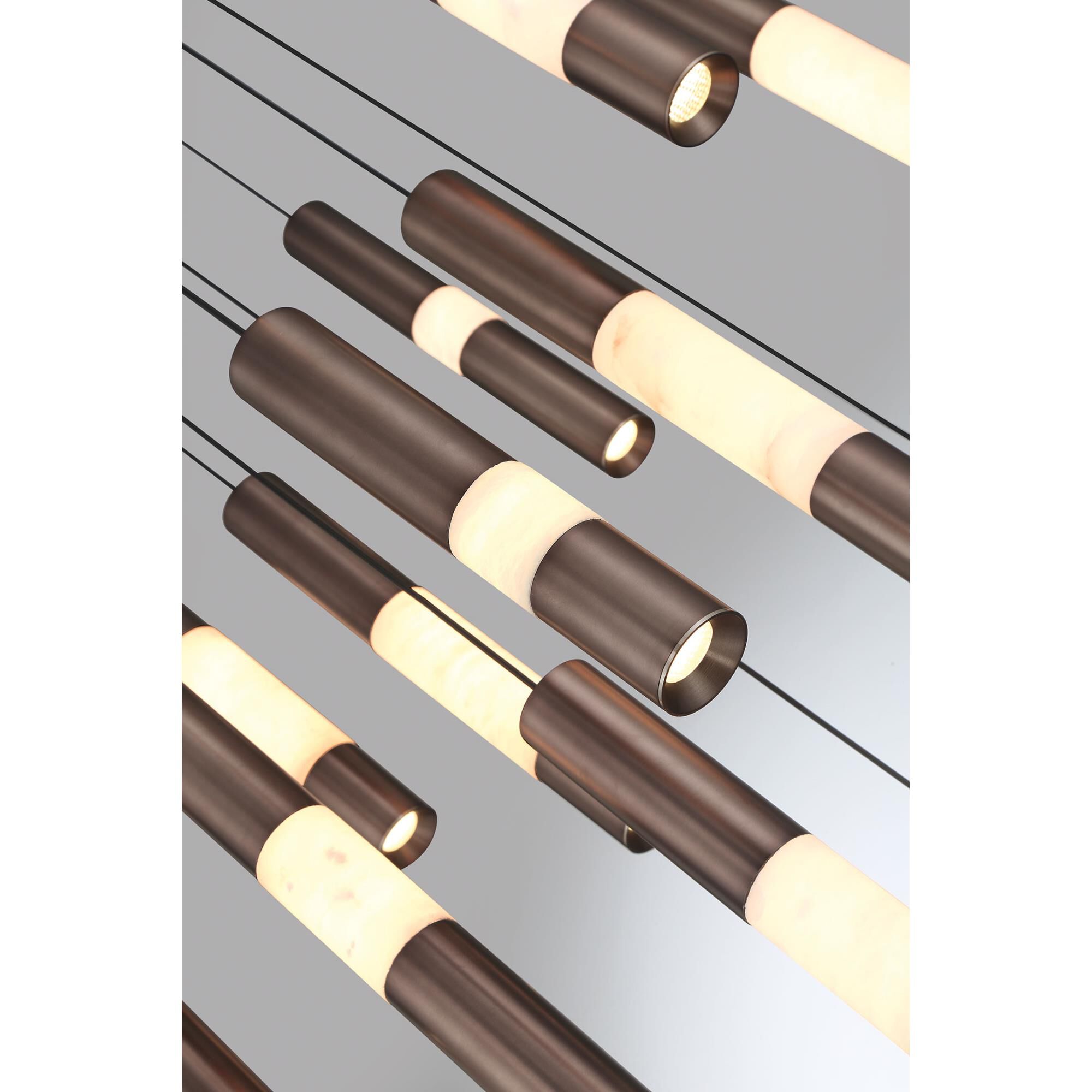 Shown in Harlow Bronze finish and Alabaster glass