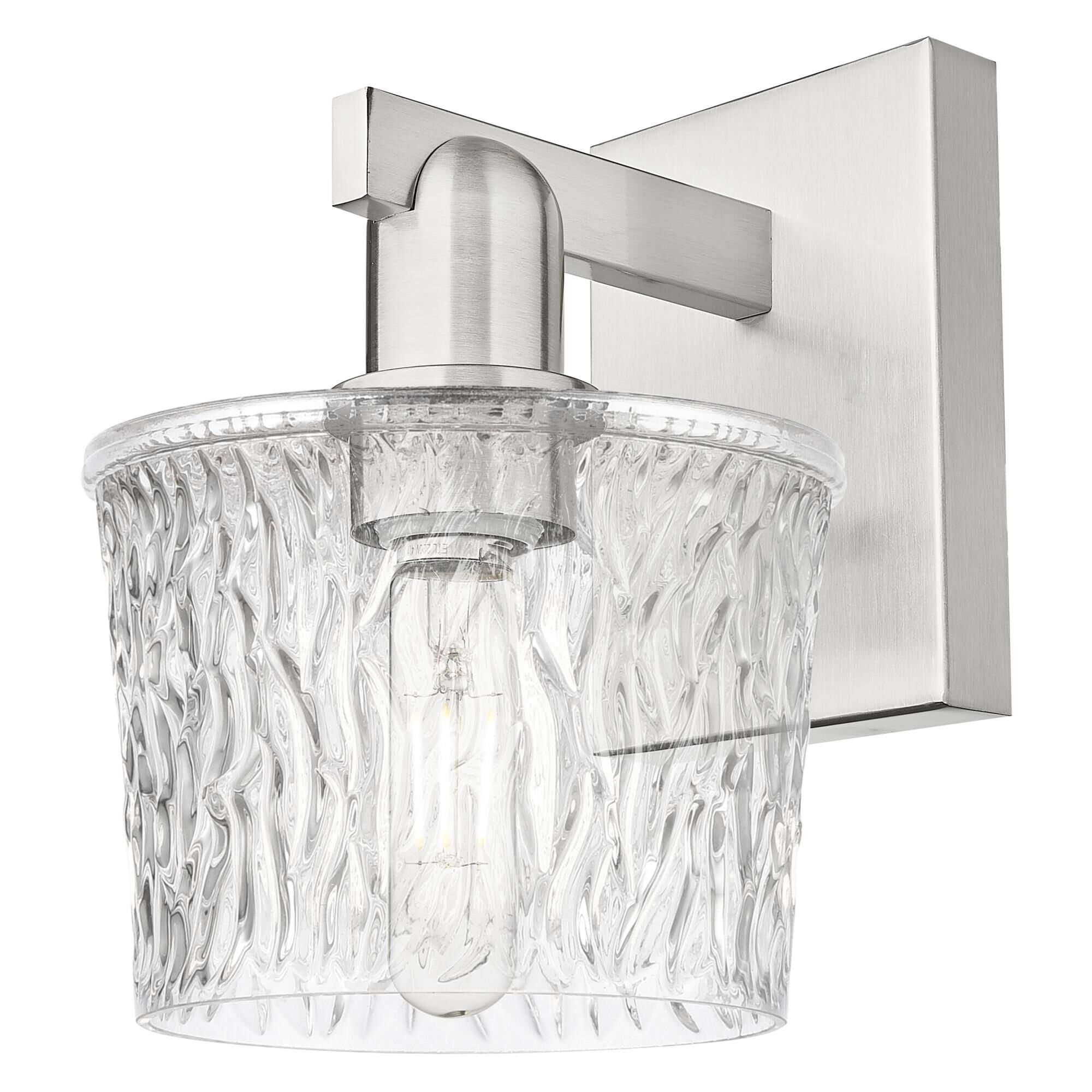 Shown in Brushed Satin Nickel finish and Clear glass