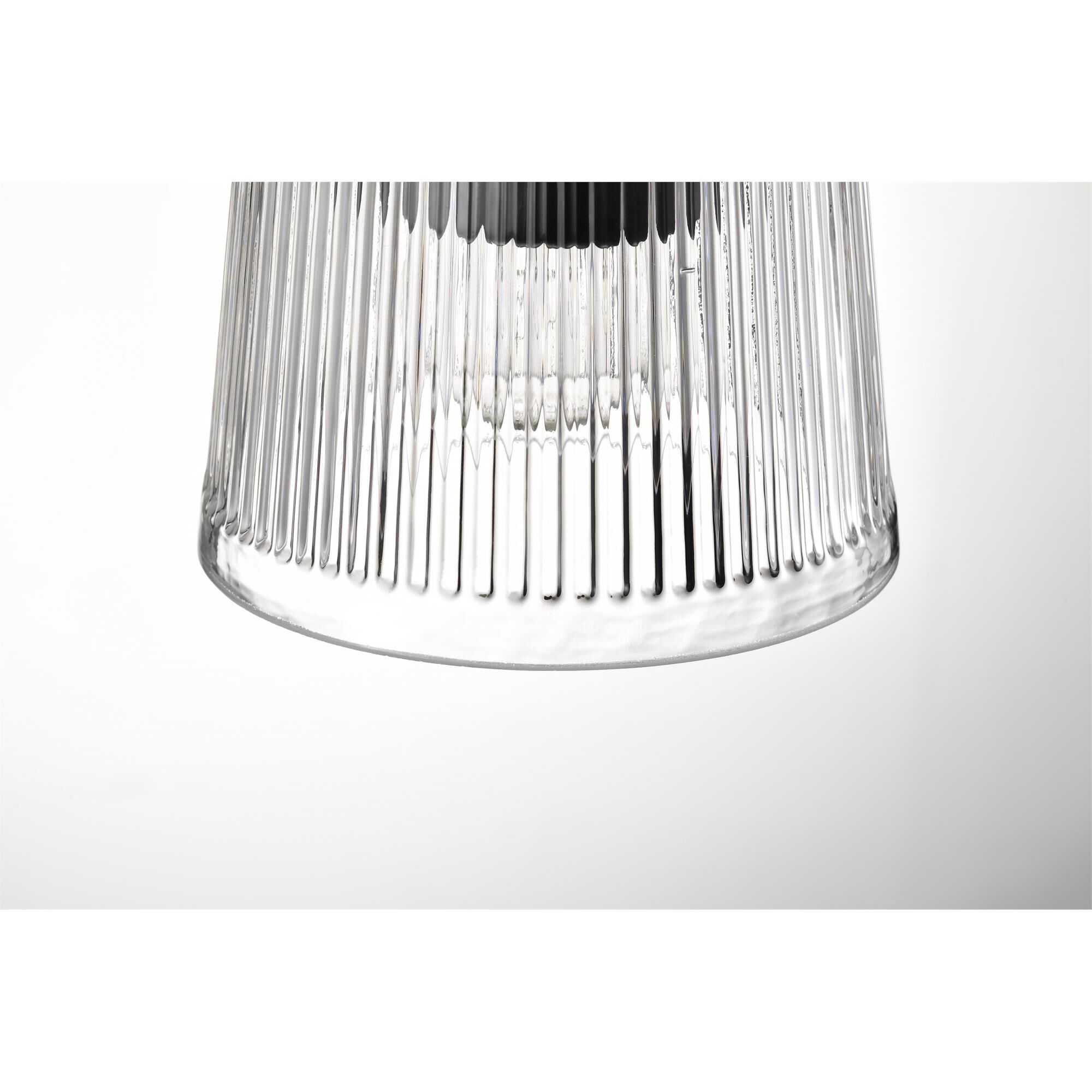 Shown in Matte Black finish and Clear Ribbed glass